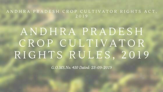 Andhra Pradesh Crop Cultivator Rights Rules, 2019