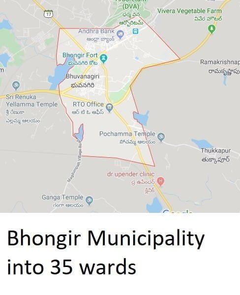 Bhongir Municipality into 35 wards