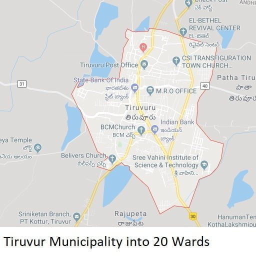 Tiruvur Municipality into 20 Wards