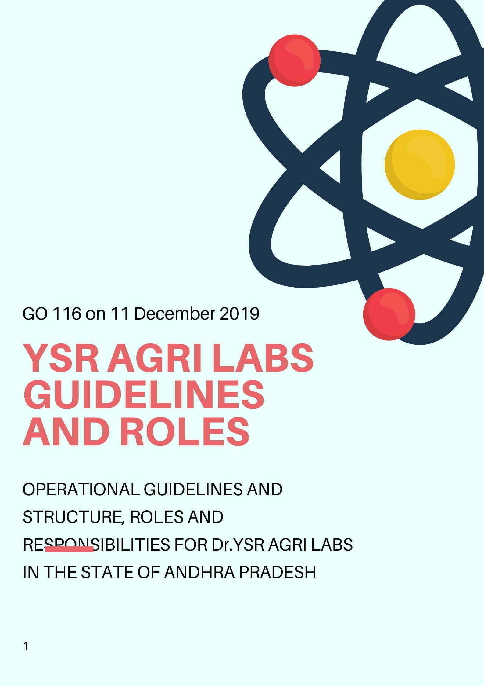 YSR Agri Labs Guidelines and Roles