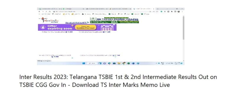 Inter Results 2023: Telangana TSBIE 1st & 2nd Intermediate Results Out on TSBIE CGG Gov In – Download TS Inter Marks Memo Live