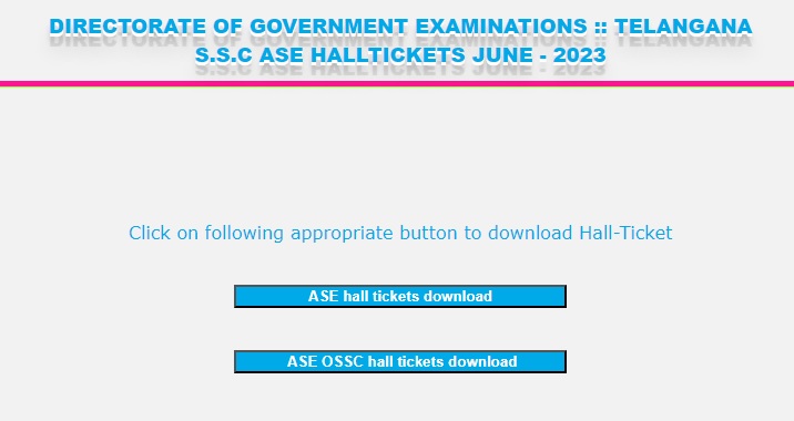 Telangana SSC Supplementary Admit Card 2023