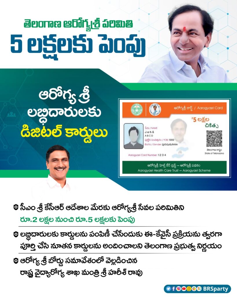 Aarogyasri 5Lakhs Limit and Digital Cards Download online digital cards under the Arogyashri scheme marks a significant step towards revolutionizing healthcare in Telangana. This innovative approach is expected to enhance the lives of millions of beneficiaries by providing them with improved access to medical services and financial aid