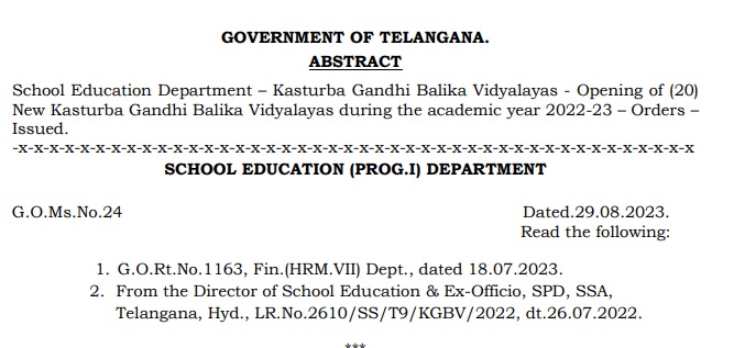 20 New Kasturba Gandhi Balika Vidyalaya Telangana