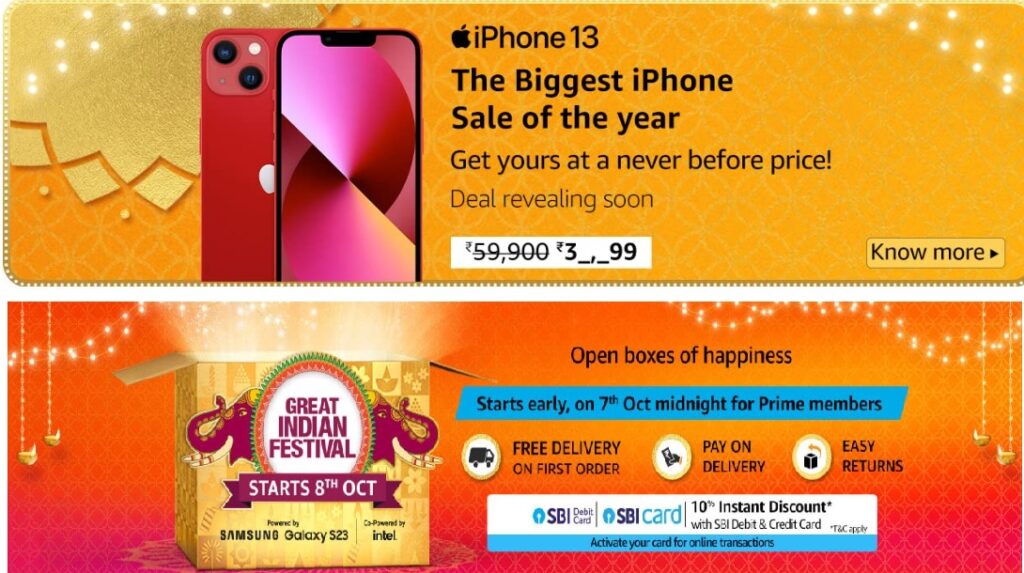 iphone 13 Amazon great indian sale @ 38999 price