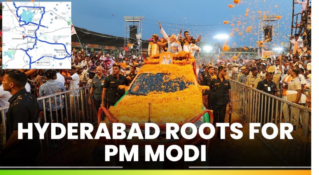 PM Modi Road Show in Hyderabad Telangana The Route and Constituencies The BJP has meticulously outlined the route of this monumental roadshow, commencing in Musheerabad and traversing through Sanathnagar, Secunderabad, Secunderabad Cantonment, Malakpet, Yakatpura, Bahadurpura, Chandrayangutta, L B Nagar, Maheshwaram, Malkajgiri, Quthbullapur, Kukatpally, Uppal, Medchal, Amberpet, Khairatabad, Jubilee Hills, Nampally, Karwan, Serlingampally, Charminar, Rajendranagar, and culminating in Goshamahal.