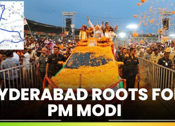 PM Modi Road Show in Hyderabad Telangana The Route and Constituencies The BJP has meticulously outlined the route of this monumental roadshow, commencing in Musheerabad and traversing through Sanathnagar, Secunderabad, Secunderabad Cantonment, Malakpet, Yakatpura, Bahadurpura, Chandrayangutta, L B Nagar, Maheshwaram, Malkajgiri, Quthbullapur, Kukatpally, Uppal, Medchal, Amberpet, Khairatabad, Jubilee Hills, Nampally, Karwan, Serlingampally, Charminar, Rajendranagar, and culminating in Goshamahal.