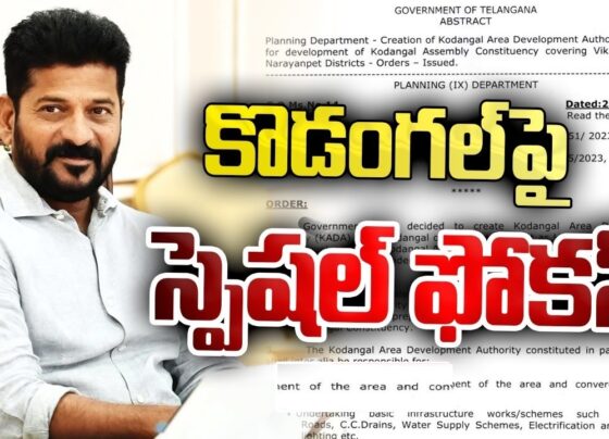 G.O.Ms.No.14 Dated:29.12.2023 Read the following: 1. From the District Collector, Vikarabad, Lr.No. A1/3151/ 2023, Dated :13-12-2023. 2. From the District Collector, Narayanpet, No. F2/4695/2023, Dated : 13-12-2023. ORDER: Government have decided to create Kodangal Area Development Authority (KADA), with Kodangal of Vikarabad District as Head Quarters, for the overall development of Kodangal Assembly Constituency covering Vikarabad and Narayanpet Districts, under the Chairmanship of the District Collector, Vikarabad. 2. Government have also decided to appoint a Special Officer for Kodangal Area Development Authority to function under the overall control of the District Collector, Vikarabad and prepare a comprehensive Master Plan for development of the Kodangal Constituency. 3. The Kodangal Area Development Authority constituted in para 1 above shall inter alia be responsible for: