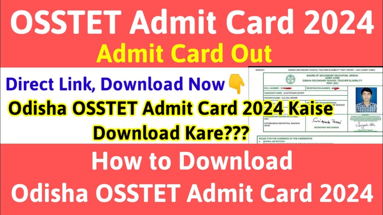 BSE Odisha OSSTET Admit Card 2024