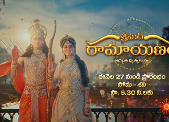 Gemini TV is thrilled to announce the premiere of the timeless epic "Shrimad Ramayanam" in Telugu, beginning on May 27th. This captivating series will air Monday to Saturday from 6:30 PM to 7:30 PM, bringing the revered story of Lord Rama to Telugu-speaking audiences and showcasing the rich cultural heritage and moral values embedded in our traditions. The Legendary Tale of Lord Rama "Shrimad Ramayanam" narrates the legendary tale of Lord Rama, depicting his virtues as a devoted son, loyal brother, loving husband, steadfast friend, and righteous king. The serial promises to deeply resonate with viewers, highlighting the significance of dharma through Lord Rama's exemplary life. With advanced graphic technology and exceptional performances by seasoned actors, "Shrimad Ramayanam" is set to be a visual delight, enhancing the storytelling experience. Engaging and Interactive Viewing Experience In addition to the engaging content, Gemini TV has launched the "Kasula Varshami" contest to celebrate the premiere. From May 27 to June 1, viewers can participate by answering questions related to the "Shrimad Ramayanam" episodes through missed calls. Each day, 500 lucky winners will receive Rs. 1000 each, adding an exciting interactive element to the viewing experience. Commitment to High-Quality Content Gemini TV commits to delivering high-quality content that resonates with audiences. The introduction of "Shrimad Ramayanam" in Telugu reaffirms this commitment, offering viewers an opportunity to connect with a timeless tale that has been passed down through generations. Tune in for an Epic Journey Tune in to Gemini TV on May 27 at 6:30 PM to embark on a journey through the epic story of Lord Rama. Participate in the "Cash Rain on Gemini" contest for a chance to win exciting cash prizes. Join Gemini TV in celebrating this extraordinary saga, now brought to us in Telugu.