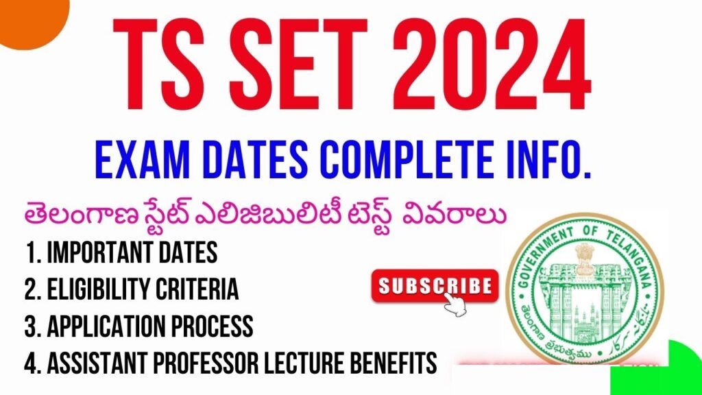 TS SET Notification 2024: Application Form, Exam Dates, and Eligibility Criteria Osmania University, Hyderabad, has announced the Telangana State – State Eligibility Test (TS SET) 2024 notification. Aspiring candidates aiming for an Assistant Professor position can submit their TS SET 2024 online application forms from May 14 to July 2, 2024. TS SET Notification 2024 Overview The Telangana State Eligibility Test (TS SET) 2024 notification was released on May 5, 2024. Interested candidates can apply for the exam across various subjects via the official website until July 2, 2024. Below are key details about the TS SET 2024: Exam Name: Telangana State Eligibility Test (TS SET) 2024 Conducting Body: Osmania University, Hyderabad Notification Release Date: May 5, 2024 Application Period: May 14, 2024, to July 2, 2024 Eligibility Criteria: Master’s degree with a minimum of 55% marks (50% for reserved categories), no age limit Application Fee: General: ₹2,000 Backward Class/Economically Weaker Section: ₹1,500 Scheduled Tribes/Caste, Physically Handicapped, Transgender: ₹1,000 Exam Dates: August 28-31, 2024 Exam Mode: Offline (pen and paper-based) Official Website: telanganaset.org
