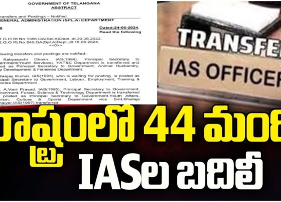 Government of Telangana Announces Key Transfers and Postings for 2024 The Government of Telangana has issued an official notification detailing significant transfers and postings within the state’s administrative departments. These changes aim to enhance the efficiency and effectiveness of various government departments. Below are the key appointments and their respective details. Key Transfers and Postings in Telangana Government Sri Sabyasachi Ghosh: Previously serving as Principal Secretary to Government (Youth Services) in the YAT&C Department, Sri Sabyasachi Ghosh, IAS (1994), has been transferred to the Animal Husbandry, Dairy Development & Fisheries Department as Principal Secretary. Sri Sanjay Kumar: With no current posting, Sri Sanjay Kumar, IAS (1995), is now appointed as the Principal Secretary to Government, Labour, Employment, Training & Factories Department. Smt. A. Vani Prasad: Moving from her role as Principal Secretary to Government in the Environment, Forest, Science & Technology Department, Smt. A. Vani Prasad, IAS (1995), is now the Principal Secretary to Government, Youth Affairs, Tourism, Culture & Sports Department, replacing Smt. Shailaja Ramaiyer, IAS (1997). Smt. Shailaja Ramaiyer: Transferred to the roles of Principal Secretary to Government, Endowments, and Principal Secretary to Government (Handlooms, Textiles & Handicrafts) within the Industries & Commerce Department, Smt. Shailaja Ramaiyer, IAS (1997), also assumes the position of Director, Handlooms & Textiles, VC&MD of TG Handicrafts Development Corporation Ltd., and Managing Director, TGCO. Sri Ahmad Nadeem: Previously Principal Secretary to Government, Planning Department, Sri Ahmad Nadeem, IAS (1997), is now appointed as Principal Secretary to Government, Environment, Forest, Science & Technology Department. He also assumes the role of Director General, EPTRI, relieving Smt. A. Vani Prasad, IAS (1995), from this post. Sri Sandeep Kumar Sultania: Transitioning from the Panchayati Raj & Rural Development, RWS, RSAD Department, Sri Sandeep Kumar Sultania, IAS (1998), is the new Principal Secretary to Government, Finance Department, and will also temporarily handle the Planning Department role previously held by Sri Ahmad Nadeem, IAS (1997). Sri Syed Ali Murtaza Rizvi: Sri Syed Ali Murtaza Rizvi, IAS (1999), has been transferred from the Energy Department to the Commercial Taxes & Excise Department as Principal Secretary to Government. Sri C. Sudharshan Reddy: Former Managing Director of Hyderabad Metropolitan Water Supply and Sewerage Board (HMWS&SB), Sri C. Sudharshan Reddy, IAS (2002), is now Secretary to Government (Services & HRM), General Administration Department, relieving Sri M. Raghunandan Rao, IAS (2002). Dr. Jyoti Buddha Prakash: Dr. Jyoti Buddha Prakash, IAS (2002), moves from Commissioner, Transport to Secretary to Government, Registrations & Stamps, and Secretary to Government, Housing. He also temporarily takes on the roles of Commissioner & Inspector General, Registrations & Stamps, Commissioner, Survey Settlements & Land Records, and PD, Bhubharathi, relieving Sri Navin Mittal, IAS (1996). Smt. Soni Bala Devi: Previously Special Secretary to Government, Health, Medical & Family Welfare Department, Smt. Soni Bala Devi, IFS (2002), is appointed as Managing Director, Sports Authority of Telangana, relieving Smt. Korra Lakshmi, IAS (2012). Further Notable Appointments Sri Ilambarithi K.: Upon his return to the cadre, Sri Ilambarithi K., IAS (2005), will serve as Commissioner, Transport, replacing Dr. Jyoti Buddha Prakash, IAS (2002). Sri D. Ronald Rose: Sri D. Ronald Rose, IAS (2006), transitions from Commissioner, Greater Hyderabad Municipal Corporation (GHMC) to Secretary to Government, Energy Department. He also assumes the roles of CMD, GENCO & TRANSCO, relieving Sri Syed Ali Murtaza Rizvi, IAS (1999). Sri A.V. Ranganath: Sri A.V. Ranganath, IPS (2006), is now the Commissioner, Enforcement, Vigilance & Disaster Management, GHMC, replacing Sri Nyalakonda Prakash Reddy, IPS (2010). Smt. A. Sridevasena: Moving from Commissioner, School Education to Commissioner, Collegiate & Technical Education, Smt. A. Sridevasena, IAS (2008), relieves Sri B. Venkatesham, IAS (1995). Sri Sarfaraz Ahmad: Previously Joint Chief Electoral Officer at CEO, Telangana, Sri Sarfaraz Ahmad, IAS (2009), is now Metropolitan Commissioner, Hyderabad Metropolitan Development Authority (HMDA), relieving Sri M. Dana Kishore, IAS (1996). Smt. D. Divya: Smt. D. Divya, IAS (2010), transitions from Director, Municipal Administration to Chief Executive Officer, Society for Elimination of Rural Poverty (SERP), relieving Smt. Anita Ramachandran, IAS (2004). Smt. Amrapali Kata: Smt. Amrapali Kata, IAS (2010), Joint Metropolitan Commissioner, HMDA, temporarily assumes the role of Commissioner, GHMC, replacing Sri D. Ronald Rose, IAS (2006). Smt. Harichandana Dasari: Awaiting a posting, Smt. Harichandana Dasari, IAS (2010), is now Special Secretary to Government, Roads & Buildings Department. Sri Nyalakonda Prakash Reddy: Sri Nyalakonda Prakash Reddy, IPS (2010), is now Managing Director, TG Tourism Development Corporation Limited, replacing Sri K. Ramesh Naidu, IPS (2006). Smt. Alagu Varsini V.S.: Smt. Alagu Varsini V.S., IAS (2012), has been appointed as Secretary, Telangana Social Welfare Residential Educational Institution Society (TSWREIS), relieving Smt. K. Seetha Lakshmi, IAS (2018). Sri VP Gautham: Awaiting a posting, Sri VP Gautham, IAS (2014), is now Special Secretary to Government, Housing. He also temporarily assumes the roles of Director, Municipal Administration, and various housing program management roles. Sri Krishna Aditya S.: Director, Labour, Sri Krishna Aditya S., IAS (2014), now temporarily holds the post of Director, Employment & Training, relieving Sri Ahmad Nadeem, IAS (1997). Sri K. Ashok Reddy: Sri K. Ashok Reddy, IAS (2014), moves from Director, Horticulture to Managing Director, HMWS&SB, replacing Sri C. Sudharshan Reddy, IAS (2002). Sri Anuraag Jayanti: Awaiting a posting, Sri Anuraag Jayanti, IAS (2015), is now Zonal Commissioner, GHMC, Khairtabad. Sri Bhavesh Mishra: Awaiting a posting, Sri Bhavesh Mishra, IAS (2015), is appointed as Deputy Secretary to Government, Information Technology, Electronic & Communication Department. Sri G. Ravi: Awaiting a posting, Sri G. Ravi, IAS (2015), is now Member Secretary, Telangana Pollution Control Board, relieving Dr. Jyoti Buddha Prakash, IAS (2002), from this role. Smt. K. Nikhila: Smt. K. Nikhila, IAS (2015), previously Director of Tourism, is now Chief Executive Officer, Telangana Institute of Rural Development (TGIRD), replacing Smt. P. Katyayani Devi, IAS (2017). Smt. Sk. Yasmeen Basha: Awaiting a posting, Smt. Sk. Yasmeen Basha, IAS (2015), is now Director of Horticulture & Sericulture, replacing Sri K. Ashok Reddy, IAS (2014). She also temporarily assumes the role of Managing Director, TGOILFED, relieving Sri K. Ashok Reddy, IAS (2014). Sri S. Venkata Rao: Awaiting a posting, Sri S. Venkata Rao, IAS (2015), is now Director of Protocol and Joint Secretary to Government (Protocol), GAD, replacing Sri S. Arvinder Singh, IAS (Retd). Sri P. Uday Kumar: Awaiting a posting, Sri P. Uday Kumar, IAS (2016), is now Joint Secretary to Government, Agriculture & Cooperation Department. Sri D. L. Gopi: Awaiting a posting, Sri D. L. Gopi, IAS (2017), is now Director of Agriculture, replacing Sri K. Ashok Reddy, IAS (2014). Smt. Ila Tripathi: Awaiting a posting, Smt. Ila Tripathi, IAS (2017), is now Director of Tourism, replacing Smt. K. Nikhila, IAS (2015). Sri B. Rahul: Awaiting a posting, Sri B. Rahul, IAS (2020), is now PO, ITDA, Bhadrachalam. Sri E. V. Narasimha Reddy: Sri E. V. Narasimha Reddy, IAS (2017), Director of Tribal Welfare, is now Director of School Education, replacing Smt. A. Sridevasena, IAS (2008). He also assumes the role of Vice Chairman & Managing Director, Telangana Education & Welfare Infrastructure Development Corporation (TGEWIDC) and State Project Director, Samagra Shiksha Abhiyan, relieving Sri Mallaiah Battu, who is repatriated to his parent department, BC Welfare. Sri Bhorkade Hemant Sahadeorao: Awaiting a posting, Sri Bhorkade Hemant Sahadeorao, IAS (2018), is now Managing Director, TG Medical Services & Infrastructure Development Corporation (TSMSIDC), relieving Sri R. V. Karnan, IAS (2012). Sri Hemanta Keshav Patil: Sri Hemanta Keshav Patil, IAS (2019), Additional Collector, Revenue, Hyderabad, is now Zonal Commissioner, GHMC, LB Nagar. Sri Apurva Chauhan: Sri Apurva Chauhan, IAS (2020), Additional Collector (Local Bodies), Jogulamba Gadwal, is now Zonal Commissioner, GHMC, Kukatpally. Sri Abhishek Augustya: Sri Abhishek Augustya, IAS (2020), Additional Collector (Local Bodies), Medchal Malkajgiri, is now Commissioner, Municipal Corporation, Khammam. Ms. P. Gouthami: Ms. P. Gouthami, IAS (2021), Additional Collector (Local Bodies), Rajanna Sircilla, is now Joint Managing Director, Musi River Development Corporation Ltd. (MRDCL). Sri P. Upender Reddy: Sri P. Upender Reddy (Non-Cadre), Additional Commissioner, GHMC, is now Zonal Commissioner, GHMC, Serilingampally. Sri Nikhil Chakravarthi: Upon reporting to the State Government, Sri Nikhil Chakravarthi, IA&AS (2014), is now Executive Director, TSIIC, relieving Sri E. Vishnu Vardhan Reddy, IFS, from this post. These strategic transfers and postings by the Government of Telangana are aimed at bolstering various administrative departments' functionality and efficiency, ensuring improved governance and service delivery across the state.
