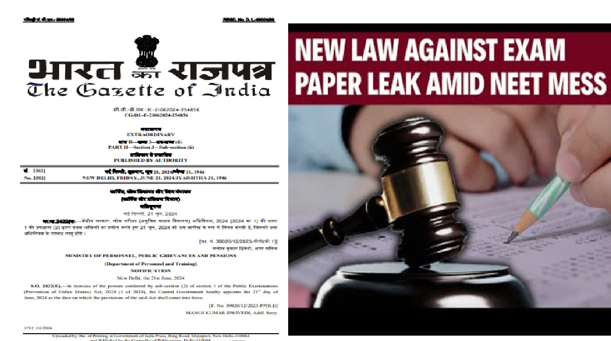 Indian Paper Leak Act 2024 Punishments for Leakage of Question Paper or Answer Key