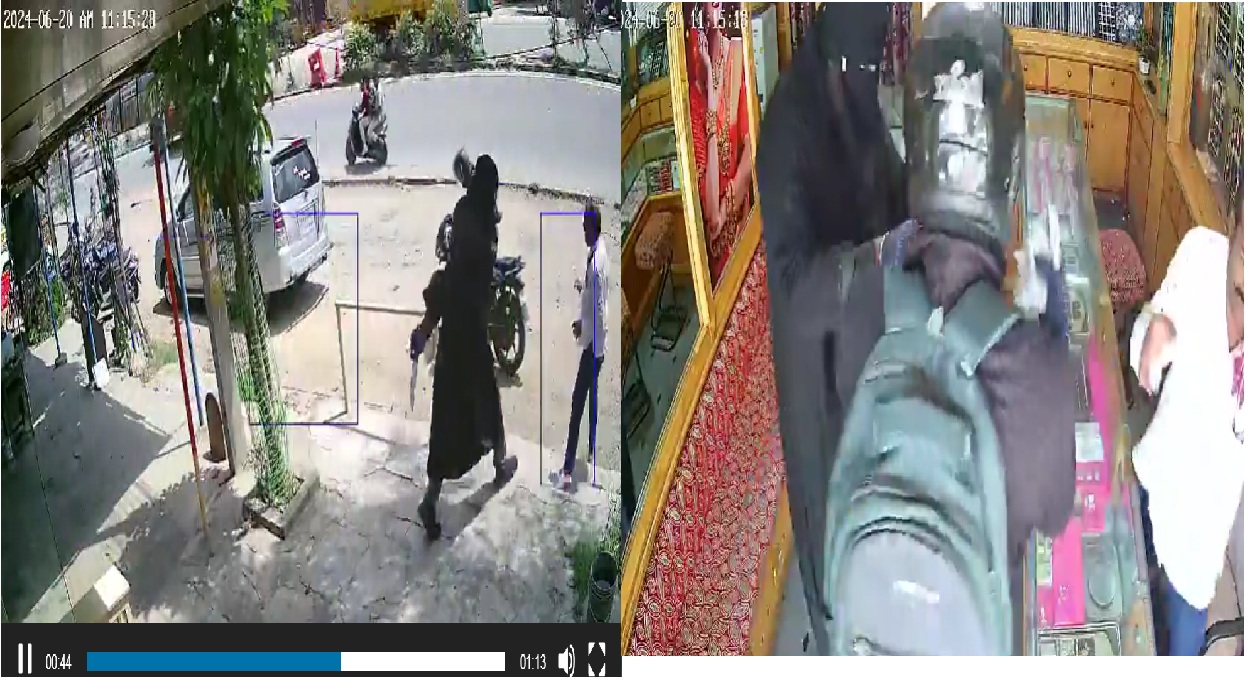 Watch Video of Two Burkha Robbers Fail to Rob Gold Shop in Kompally