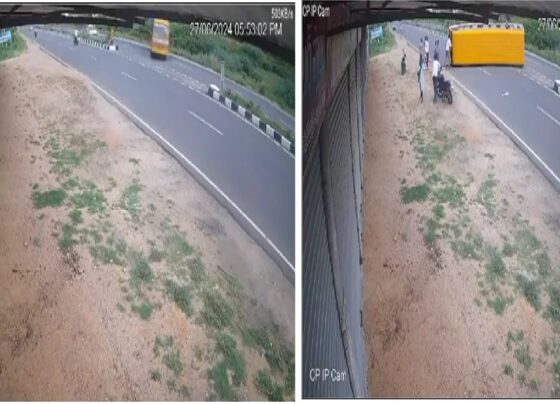 A severe road accident occurred in Telangana, causing significant concern among residents. A car collided with a school bus, resulting in the bus overturning. This incident took place on a major highway in the Kamalapur Mandal center of Hanamkonda district. Here are the details of the incident. Details of the Accident The accident happened while the Ekashila School bus was crossing the main road in Kamalapur Mandal center. The car, speeding excessively, struck the bus with such force that it overturned. At the time of the accident, the bus was carrying 30 students, three of whom sustained injuries. The car's occupants also suffered severe injuries. Rising Concern Over Road Accidents Recent road accidents are causing widespread fear and concern. Despite authorities taking measures to prevent such incidents, the number of accidents continues to rise. Drivers violating traffic rules are often the cause of these accidents. Speeding remains a significant issue, with many ignoring warnings about the dangers of over-speeding. The tragic accident in Hanamkonda is a stark reminder of these dangers. The school bus was taking a U-turn on the highway when the speeding car collided with it, causing the bus to overturn with 30 students on board. Chaos and Immediate Response As the school day was beginning, the bus had picked up the students and was en route to the school. The accident occurred on the main highway between Hanamkonda and Kamalapur Mandal center while the bus was making a U-turn. The high-speed car crashed into the bus, causing it to overturn. The sudden crash left the students in the bus terrified, and their screams echoed throughout the area. Passersby quickly stopped their vehicles and initiated rescue efforts. Heroic Actions by Students In the immediate aftermath of the accident, some students displayed remarkable bravery. Two students quickly jumped out of the bus through a window and broke the emergency windows to help their peers escape. Although three students sustained injuries, the quick actions of their fellow students prevented further harm. The car's occupants were also severely injured. Police arrived at the scene promptly and began rescue operations, transporting the injured to a nearby hospital. Authorities have registered a case and started an investigation into the incident. This unfortunate accident underscores the importance of adhering to traffic rules and the need for increased vigilance on the roads. With better enforcement and driver education, such tragic incidents can be minimized.