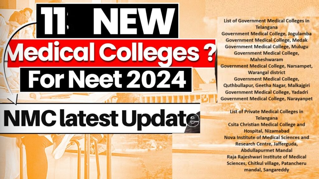Telangana’s New Medical Colleges The new medical colleges in Telangana include both government and private institutions. These colleges are strategically located to ensure widespread access to medical education and healthcare services across the state. List of Government Medical Colleges in Telangana Government Medical College, Jogulamba Government Medical College, Medak Government Medical College, Mulugu Government Medical College, Maheshwaram Government Medical College, Narsampet, Warangal district Government Medical College, Quthbullapur, Geetha Nagar, Malkajgiri Government Medical College, Yadadri Government Medical College, Narayanpet List of Private Medical Colleges in Telangana Csita Christian Medical College and Hospital, Nizamabad Nova Institute of Medical Sciences and Research Centre, Jafferguda, Abdullapurmet Mandal Raja Rajeshwari Institute of Medical Sciences, Chitkul village, Patancheru mandal, Sangareddy