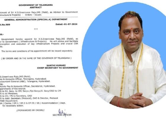 In a significant move aimed at bolstering the development trajectory of Telangana, the state government has appointed Sri K.S. Sreenivasa Raju, IAS (Retd), as the Advisor to Government (Infrastructure & Projects). This appointment is a strategic step towards enhancing the execution of key infrastructure projects and crucial Corporate Social Responsibility (CSR) initiatives in the state. Significance of the Role Sri K.S. Sreenivasa Raju’s appointment comes at a time when Telangana is poised for rapid development. His extensive experience and proven track record in public administration are expected to play a pivotal role in the successful conception and implementation of vital infrastructure and CSR projects, thereby driving economic growth and social progress in the region. Background of Sri K.S. Sreenivasa Raju Career Highlights Sri K.S. Sreenivasa Raju, an IAS officer of repute, has had a distinguished career in public service. His tenure has been marked by several high-impact roles in various capacities, contributing significantly to the development of infrastructure and public services in different regions. Major Achievements Throughout his career, Sri Raju has been instrumental in spearheading numerous projects that have led to substantial improvements in infrastructure and public welfare. His leadership in projects related to urban development, transport, and digital infrastructure has been particularly noteworthy. Retirement and Continued Contributions Even after his retirement, Sri Raju's commitment to public service continues. His new role as Advisor to the Telangana Government allows him to leverage his vast experience and insights to guide and facilitate critical projects, ensuring they align with the state’s long-term development goals. Role of Advisor to Government Responsibilities