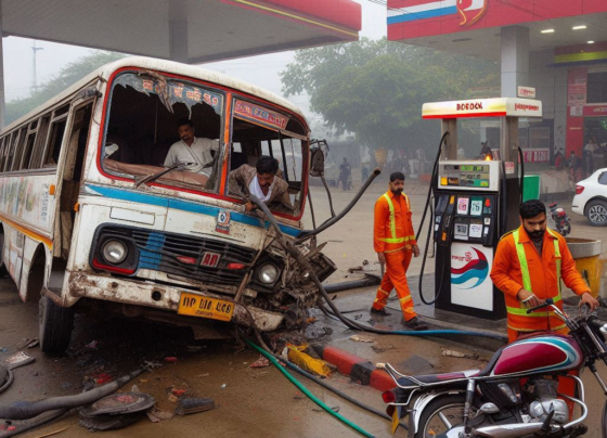 Driverless Bus Causes Chaos in UP: Petrol Pump Employee Severely Injured Unexpected Tragedy at Hardoi Petrol Pump In a shocking turn of events in Hardoi, Uttar Pradesh, a malfunctioning bus ran over a petrol pump employee, creating chaos and panic. The bus, initially parked at Tandon Petrol Pump on Ghanta Ghar Road, suddenly began moving without a driver, leading to a severe accident that left the employee in critical condition. Unattended Bus Triggers Disaster On the evening of July 3rd, a bus driver arrived at Tandon Petrol Pump to refuel his vehicle with diesel. During the process, the bus broke down. The driver, taking precautions, parked the bus on the premises and placed bricks in front of the wheels to prevent it from moving. However, the following morning at around 9 AM, the bus inexplicably started moving on its own. CCTV Footage Captures the Horrific Incident As the bus began its unplanned journey, it ran over Tejpal, a 36-year-old employee from Dakoli in the Madhoganj Police Station area, who was inflating bike tyres at the time. The bus continued its path across the road, eventually colliding with another bus parked on the sidewalk. This entire sequence of events was captured by the CCTV cameras at the petrol pump, and the footage has since gone viral on social media, sparking widespread concern and outrage. Immediate Response and Medical Emergency Witnesses and fellow employees at the petrol pump immediately rushed to Tejpal's aid, transporting him to the district hospital for urgent medical attention. Due to the severity of his injuries, Tejpal was later referred to Lucknow for further treatment. The police quickly intervened, removing the bus from the scene to prevent any further incidents. Investigating the Cause of the Accident City Inspector Sanjay Pandey commented on the accident, explaining that the bus was in a malfunctioning state when it was parked. The tragedy likely occurred because the bricks placed in front of the wheels were removed, combined with the slope of the area, causing the bus to roll unexpectedly. Community and Social Media Reactions The video of the incident circulating on social media has drawn significant attention, with many expressing their shock and demanding answers. The community is deeply concerned about the safety measures in place at such public facilities and the potential for similar accidents in the future. Preventative Measures and Safety Protocols In light of this incident, authorities and petrol pump operators are urged to review and enhance safety protocols to prevent such accidents. Ensuring that malfunctioning vehicles are securely immobilized and conducting regular maintenance checks are essential steps in safeguarding public safety. Moving Forward: Lessons Learned This tragic incident serves as a stark reminder of the importance of vigilance and proper safety measures. As Tejpal battles for his life, the community's focus is on supporting him and his family, while also advocating for stricter safety regulations to prevent future occurrences. Conclusion: A Call for Improved Safety The driverless bus incident in Hardoi underscores the critical need for improved safety protocols at petrol pumps and other public facilities. By learning from this tragedy and implementing stronger preventative measures, we can work towards ensuring that such accidents are avoided in the future, protecting the lives and well-being of all.