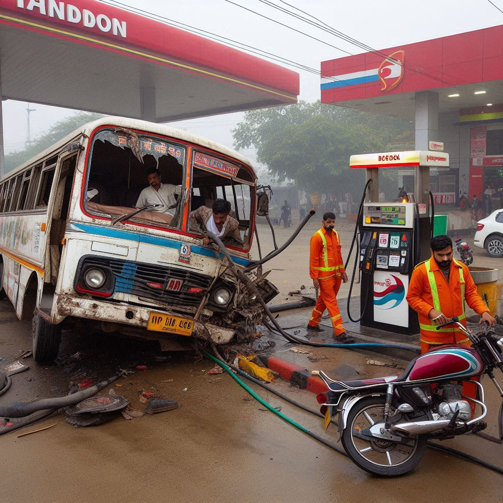 Driverless Bus Runs Over Petrol Pump Employee In UP Hardoi