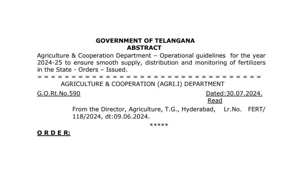 The Government of Telangana has laid out comprehensive operational guidelines for the year 2024-25 to ensure the efficient supply, distribution, and monitoring of fertilizers across the state. These measures aim to support agricultural productivity by ensuring that farmers have timely access to essential fertilizers. Overview of Fertilizer Supply Plans The primary goal of the operational guidelines is to maintain a seamless supply of fertilizers such as Urea, DAP, Complex fertilizers, and MoP to meet the agricultural demands of the state. The Department of Fertilizers (DoF) coordinates with various stakeholders, including the District Agriculture Officers (DAOs), companies, and organizations like MARKFED, to ensure smooth execution. Supply Plan and Allocation Communication of Supply Plans: The Department of Fertilizers (DoF) disseminates monthly supply plans by product and company to the states. These plans detail the allocation for Urea, DAP, Complex fertilizers, and MoP, which are then communicated to district officers and other stakeholders for execution. District Action Plans: DAOs are tasked with developing action plans based on anticipated fertilizer demand. These plans prioritize areas based on cropping patterns and soil health recommendations rather than institutional demands. Retail Distribution: Cooperatives such as MACS, PACS, DCMS, and ARSKs are designated as retailers, ensuring fertilizers are sold directly to farmers and not other dealers. Allocation and Distribution from Rake Points The distribution of Urea from rake points involves meticulous planning and coordination between various agencies to ensure timely availability to farmers: Rake Point Allocations: DAOs receive district-wise allocations for each Urea rake, with at least 60% designated for MARKFED and up to 40% for private traders. Distribution Monitoring: Rake Point Officers oversee the allocation and ensure that Urea is distributed according to approved plans, with accurate record-keeping and reporting. Storage and Movement: If a wholesaler lacks storage facilities, stocks can be temporarily stored in company godowns, with strict instructions for movement to designated areas. Real-time Tracking: The Online Rake Point Fertilizer Dispatches software is used to enter arrival and dispatch details, ensuring transparency and accountability in the supply chain. Distribution and Movement of Fertilizers Efficient movement and storage of fertilizers are crucial to meet farmers' needs, especially during peak seasons: Space Identification and Stock Movement: MARKFED is responsible for procuring and maintaining buffer stocks, ensuring that fertilizers are available throughout the state. A minimum buffer stock of 5000 MTs of Urea must be maintained in each district. First-In-First-Out Principle: Stocks are managed on a first-in-first-out basis to prevent the accumulation of old stocks, with MARKFED ensuring the timely movement of fertilizers from buffer stocks to dealers. Monitoring Sensitive Areas: DAOs identify regions with higher demand and ensure stocks are positioned in advance to avoid shortages. Regular communication and monitoring prevent unauthorized movement and ensure compliance with regulations. Monitoring and Regulation A robust monitoring and regulatory framework is in place to oversee the distribution and usage of fertilizers: District-Level Monitoring: A committee led by the District Collector regularly reviews fertilizer supply and distribution, addressing any challenges that arise. Dealer Compliance: Dealers are required to use electronic point-of-sale (e-PoS) devices for transactions, ensuring transparency and reducing manual handling errors. Interstate Movement Control: Border DAOs work with law enforcement to prevent unauthorized interstate movement of fertilizers, protecting the local supply. Nutrient-Based Subsidy and Pricing The government follows a nutrient-based subsidy policy for fertilizers to maintain affordability for farmers: Subsidy Determination: The Department of Fertilizers sets per metric ton subsidy rates for P&K fertilizers, while manufacturers determine retail prices. Price Transparency: Fertilizer bags must clearly display the maximum retail price (MRP) and applicable subsidies, with penalties for sales above the MRP. Regulation and Compliance The operational guidelines include stringent measures for regulation and compliance to maintain the integrity of the fertilizer supply chain: License Management: Dealers found engaging in manual sales face license cancellation. Inactive retailers receive notices to activate or risk losing their licenses. Inspections and Enforcement: Fertilizer Inspectors conduct regular inspections to ensure compliance with the Fertilizer Control Order (FCO), preventing the diversion of subsidized fertilizers for non-agricultural purposes. Dealer Education: Workshops and meetings educate dealers on compliance, stock management, and transaction processes, promoting best practices in fertilizer distribution. Reporting and Direct Benefit Transfer Transparent reporting and direct benefit transfers (DBT) are key components of the fertilizer supply chain: Stock Reporting: DAOs are responsible for daily reporting of stock availability, ensuring stakeholders have accurate and up-to-date information. Direct Benefit Transfer (DBT): The DBT system allows for real-time tracking of fertilizers from manufacturers to farmers, ensuring subsidies reach the intended beneficiaries. Stakeholder Communication: Regular communication through electronic media keeps farmers informed about fertilizer availability, reducing inconvenience and ensuring timely access. Conclusion The Government of Telangana's operational guidelines for 2024-25 demonstrate a comprehensive approach to managing the supply and distribution of fertilizers. By focusing on efficient planning, monitoring, and regulation, the state aims to support its agricultural sector and ensure that farmers receive the necessary inputs for successful crop production. Through these measures, Telangana seeks to enhance productivity and sustainability in agriculture, contributing to the overall prosperity of the state.