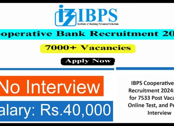 Cooperative Bank Recruitment 2024: 7000+ Vacancies, Online Test, and Personal Interview The Institute of Banking Personnel Selection (IBPS) has announced a massive recruitment drive for 2024, offering over 7,000 vacancies for various positions in the Cooperative Bank. This presents a golden opportunity for aspiring candidates aiming to establish a career in the banking sector. Positions include Cooperative Bank Probationary Officer (PO), Clerk, Security Officer, and Assistant Manager. Age Limit and Relaxations Applicants must be between 20 and 35 years of age to qualify. However, age relaxations are available as per IBPS regulations. Prospective candidates should refer to the official notification for detailed information on age relaxations and eligibility criteria. Educational Qualifications To apply for these positions, candidates must possess a graduate degree from a recognized university in India. Both bachelor’s and master’s degrees are acceptable. Additionally, candidates with engineering degrees such as BE, BTech, ME, MTech, or an MCA are also eligible. While this provides a broad overview, candidates are encouraged to review the complete qualifications in the official notification. Application Fee Details The application fee varies based on the category of the applicant. Reserved category candidates need to pay an application fee of Rs. 175. In contrast, candidates from unreserved categories, including OBC, must pay Rs. 850. Selection Process The selection process for Cooperative Bank recruitment involves two main stages: Online Test: Candidates will first undergo an online test. Personal Interview: Those who pass the online test will be invited for a personal interview. Successful candidates from both stages will be considered for employment. How to Apply for Cooperative Bank Recruitment 2024 Follow these steps to fill out the application form: Visit the Official IBPS Website: Access the official website of the Institute of Banking Personnel Selection. Register on the Website: If you are a first-time user, register using your email ID and contact number. You will receive login credentials upon registration. Access the Recruitment Section: Navigate to the recruitment section and find the application link for Cooperative Bank recruitment 2024. Fill Out the Application Form: Provide your basic details, including educational qualifications and address. Pay the Application Fee: Before submitting the application, pay the required application fee online. Staying Updated The official announcement is forthcoming. Candidates should regularly check the official IBPS website for the latest updates and details about the recruitment process. This recruitment drive by the Cooperative Bank through IBPS is a significant opportunity for candidates looking to enter the banking sector. Ensure you meet the eligibility criteria, prepare diligently for the online test and interview, and stay updated with the official notifications for a successful application process.