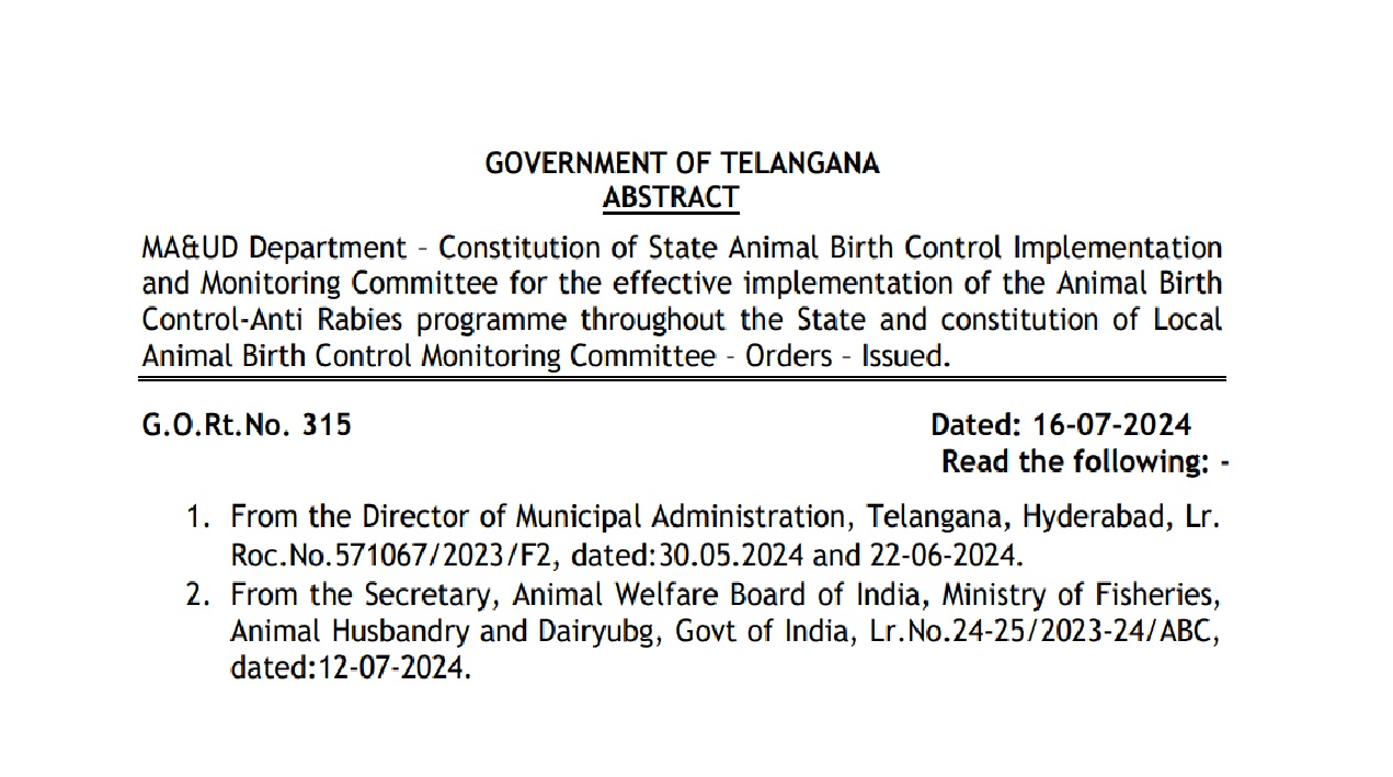 Implementation of Animal Birth Control and Anti-Rabies Program in Telangana
