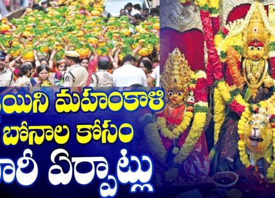 Secunderabad's Mahankali Temple Prepares for Grand Bonalu Festival With over a million devotees anticipated for the darshan of Goddess Mahankali, the historic Ujjaini Mahankali Temple in Secunderabad is fully prepared for the annual Sri Ujjaini Mahankali Bonalu festival. This two-day event, held on Sunday and Monday, attracts devotees from across Telangana and neighboring states. Extensive Security Measures in Place for Bonalu Festival To ensure the safety and smooth flow of the estimated 10 lakh devotees, more than 1,500 police personnel will be on duty. Six queue lines have been established, and emergency exits are planned every 60 feet along the barricades. This arrangement aims to manage the large crowds and provide a stress-free darshan experience. In case of emergencies, a clear passage will be maintained for ambulances and fire equipment. Special Arrangements for Devotees Between 1:30 PM and 4:00 PM, ‘jogins’ will be granted direct access to the temple, with a maximum of five individuals allowed to accompany devotees carrying ‘bonam’. This arrangement ensures that traditional rituals can be observed without hindrance. Comprehensive Surveillance and Control Over 100 CCTV cameras have been installed to monitor major routes, processions, and the temple surroundings. The entire temple premises are under constant surveillance to ensure precise monitoring and security. A dedicated joint control room will operate round-the-clock to coordinate responses to any emergencies or incidents, facilitating prompt action and assistance. Guidelines for Processions and Public Safety Organizers of the ‘Palaharam Bandi’ processions must obtain mandatory police permission. The use of DJs or loudspeakers is strictly prohibited to maintain the solemnity of the rituals. All processions must conclude by 12 noon on Monday. Sufficient crime teams and ‘She teams’ will be present at the venue to ensure public safety, especially for women and children. Security Review by City Police Commissioner On Friday, City Police Commissioner K. Srinivasa Reddy reviewed the security and traffic arrangements for the Bonalu festival at Sri Simhavahini Mahankali and Akkanna Madanna temples in the old city. He assured that coordinated efforts with other government departments would ensure no inconvenience to the devotees. Record Turnout at Ujjaini Mahankali Temple The 100-year-old Ujjaini Mahankali Temple witnessed an unprecedented turnout on Sunday, with lakhs of devotees participating in the annual Ashada Bonalu Jatara. According to the temple's executive officer, Manohar Reddy, over eight lakh devotees visited the temple and offered Bonams, adhering to tradition. Devotional Fervor Among Women Devotees Numerous women devotees waited in long queues to offer their prayers, seeking good health, wealth, and an end to the pandemic. The key roads leading to the Ujjaini Mahankali Temple, including Paradise Junction, YMCA Road, St. Johns Rotary, Patny, Park Lane, and General Bazar, were bustling with women dressed in vibrant colors. Hundreds of Potharajus danced to the beat of drums, donning traditional attire, adding to the festive atmosphere. The Bonalu festival at Secunderabad’s Mahankali Temple remains a significant cultural and religious event, drawing immense participation and showcasing the rich traditions of the region.