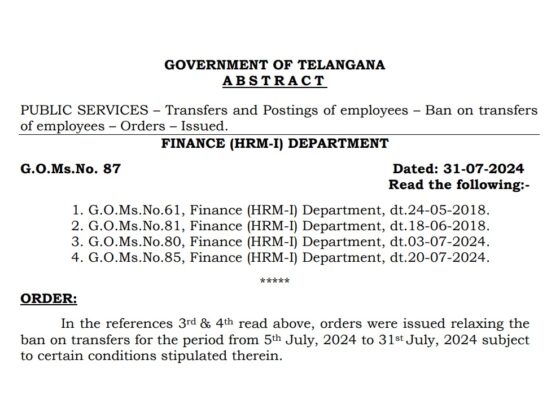 The Government of Telangana has issued new directives regarding the transfer and posting of public service employees, effective from August 1, 2024. This move comes as part of a series of orders aimed at streamlining administrative processes and ensuring optimal workforce distribution across various departments. Below are the comprehensive details of the new guidelines. Overview of the Transfer Ban As per the recent order (G.O.Ms.No.87, Finance (HRM-I) Department, dated 31-07-2024), the Telangana government has reinstated a ban on employee transfers. This decision follows the temporary relaxation of the transfer ban, which was in place from July 5, 2024, to July 31, 2024. The ban is now back in effect with specific exceptions outlined to address various administrative needs. Specific Exceptions to the Transfer Ban The order specifies several circumstances under which transfers can still occur, ensuring that essential administrative functions continue without disruption: Promotions: Employees receiving promotions will be posted to existing vacant positions without displacing current employees. Administrative Adjustments: Transfers due to disbandment of posts, reversions, repatriations, and deputations (on Foreign Service only) are permitted. Additionally, transfers resulting from disciplinary proceedings will also be accommodated, provided they fill clear vacancies without shifting other employees. Return from Extended Leave: Employees returning from a leave period exceeding six months will be assigned to clear existing vacancies. Vacancies arising from leaves up to six months will not be filled via transfers. Authority and Process for Issuing Posting Orders The authority to issue posting orders under the aforementioned exceptions lies with the appointing authority, which can act without referring to the Finance Department. This measure is intended to expedite necessary postings and ensure administrative efficiency. No Relaxation Proposals for Six Months For six months starting from August 1, 2024, no proposals for relaxation of the transfer ban will be considered by any department. Post this period, any relaxation requests must go through a detailed approval process involving the Secretary Finance, Chief Secretary, relevant Minister, and the Finance Minister, ultimately requiring the Hon’ble Chief Minister’s consent. Filling Existing Vacancies for Administrative Efficiency Existing vacancies needed for administrative efficiency will be filled with employees who have completed at least one year of active service at their current station. Proper justification must be submitted for these proposals to gain the Finance Department’s concurrence. Continuation of Previous Orders The new order reaffirms the continuation of previous orders issued under: G.O.Ms.No.23, Finance (W&M) Department, dated 23-01-2008 G.O.Ms.No.7, Finance (DCM-III) Department, dated 24-01-2011 G.O.Ms.No.182, General Administration (SPF-MC) Department, dated 21-05-2016 All proposed actions under these orders must receive the Finance Department’s approval to ensure compliance. Compliance and Accountability To enforce these regulations, the Director of Treasuries & Accounts, Pay and Accounts Officer, and Director of Works Accounts in Telangana State, Hyderabad, are instructed not to admit pay bills for employees whose transfers deviate from the stipulated orders. All Secretariat Departments and Heads of Departments are mandated to adhere strictly to these guidelines. Conclusion The Telangana government's reinstatement of the transfer ban, with its clearly defined exceptions, underscores a commitment to maintaining administrative order and efficiency. By laying out specific conditions and streamlining the approval process for necessary transfers, the government aims to balance the need for flexibility in workforce management with the imperative of minimizing disruptions. These measures are crucial for ensuring that the administrative machinery functions smoothly, and all departments are expected to comply rigorously with the new directives to maintain organizational integrity and efficiency.