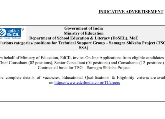 Government of India Ministry of Education Announces Consultant Positions for Samagra Shiksha Project The Government of India’s Ministry of Education has announced an opportunity for talented professionals to contribute to the Samagra Shiksha Project, a flagship program designed to enhance the quality of school education across the country. The Ministry invites online applications from eligible candidates for various consultancy positions within the Technical Support Group (TSG). This article provides comprehensive details about the available positions, qualifications, and application process. Overview of Samagra Shiksha Samagra Shiksha is an integrated scheme launched in 2018-19, aiming to provide inclusive and equitable quality education from pre-school to senior secondary levels. This centrally sponsored scheme aligns with the recommendations of the National Education Policy (NEP) 2020, focusing on improving learning outcomes, bridging gender and social gaps, and ensuring equity and inclusion in school education. More details about the scheme can be found on the Ministry of Education's official website at education.gov.in. Available Positions and Eligibility Criteria The Ministry is hiring for several key positions, each requiring specific qualifications and experience. Below is a breakdown of the available positions and the criteria for each role: Chief Consultant Positions Chief Consultant - NCF, Multilingualism, Textbook Number of Positions: 1 Fee Range: ₹1,20,000 - ₹1,50,000 Age Limit: 45 years Qualifications: Master’s degree in Social Sciences, Education, Linguistic Studies, or MBA with a minimum of 60% marks. Experience: 8 years of post-qualification experience in Curriculum Framework, Pedagogy, and Multilingualism. Desirable: M.Phil/Ph.D. holders with research experience and published papers. Chief Consultant - NDEAR & VSK Number of Positions: 1 Fee Range: ₹1,20,000 - ₹1,50,000 Age Limit: 45 years Qualifications: Master’s Degree/M.Tech in Computer Science, Engineering, or Information Systems/Technology with at least 60% marks. Experience: 8 years of experience in ICT, Data Analysis, and Computer Applications. Desirable: Ph.D. holders with expertise in website and app development. Senior Consultant Positions Senior Consultant - Access and Infrastructure Development Number of Positions: 1 Fee Range: ₹1,00,000 - ₹1,20,000 Age Limit: 40 years Qualifications: Master’s Degree in Civil Engineering/Architecture or B.Tech (Civil) with an MBA or 2-year PG Diploma in Management, with at least 60% marks. Experience: 5 years in Infrastructure Development/Civil Works. Senior Consultant - ECCE and FLN (Nipun Bharat Mission) Number of Positions: 1 Fee Range: ₹1,00,000 - ₹1,20,000 Age Limit: 40 years Qualifications: Master’s degree in Social Sciences, Education, or Social Work with at least 60% marks. Experience: 5 years in ECCE and Foundational Literacy & Numeracy. Desirable: M.Phil/Ph.D. holders with research experience and published papers. Senior Consultant - ICT & Digital Initiatives Number of Positions: 1 Fee Range: ₹1,00,000 - ₹1,20,000 Age Limit: 40 years Qualifications: Master’s Degree/M.Tech in Computer Science, Engineering, or Information Systems/Technology with at least 60% marks. Experience: 5 years in ICT, Data Analysis, and Computer Applications. Desirable: Ph.D. holders with expertise in website and app development. Senior Consultant - Monitoring & Evaluation Number of Positions: 1 Fee Range: ₹1,00,000 - ₹1,20,000 Age Limit: 40 years Qualifications: Master’s degree in Social Science, Education, or Social Work, or B.Tech/MBA with a 2-year PG diploma in Research Management with at least 60% marks. Experience: 5 years in Research Management, Evaluation, and Social Audit. Desirable: M.Phil/M.Tech/Ph.D. holders with monitoring experience in government schemes. Consultant Positions Consultant - Access and Infrastructure Number of Positions: 1 Fee Range: ₹80,000 - ₹1,00,000 Age Limit: 35 years Qualifications: Master’s Degree in Civil Engineering/Architecture or B.Tech (Civil) with an MBA or 2-year PG Diploma in Management, with at least 60% marks. Experience: 3 years in Infrastructure Development/Civil Works. Consultant - ECCE / Foundational Literacy & Numeracy Mission (FLNM) Number of Positions: 1 Fee Range: ₹80,000 - ₹1,00,000 Age Limit: 35 years Qualifications: Master’s degree in Social Sciences, Education, or Social Work with at least 60% marks. Experience: 3 years in ECCE and Foundational Literacy & Numeracy. Desirable: M.Phil/Ph.D. holders with research experience and published papers. Consultant - NDEAR & VSK Number of Positions: 1 Fee Range: ₹80,000 - ₹1,00,000 Age Limit: 35 years Qualifications: Master’s Degree/M.Tech in Computer Science, Engineering, or Information Systems/Technology with at least 60% marks. Experience: 3 years in Information Systems/Education Technology. Desirable: M.Phil/M.Tech/Ph.D. holders with expertise in website and app development. Consultant - PARAKH & Assessment, HPC, SSSA Number of Positions: 1 Fee Range: ₹80,000 - ₹1,00,000 Age Limit: 35 years Qualifications: Master’s Degree in Social Science, Education, or Psychometrics with at least 60% marks. Experience: 3 years in Psychometrics, Assessment, and Educational Administration. Consultant - Data & Strategy Unit, MIS, Data Analysis, Project Monitoring Unit (PRABANDH) and DBT (Data Analysis) Number of Positions: 1 Fee Range: ₹80,000 - ₹1,00,000 Age Limit: 35 years Qualifications: B.Sc. in Data Science, Engineering, B.Tech in Data Science, or a 2-year PG Diploma in Data Science. Experience: 3 years in Data Analytics and Data Management. Consultant - Monitoring, Research, and Evaluation (Monitoring Institutions Social Audit) Number of Positions: 1 Fee Range: ₹80,000 - ₹1,00,000 Age Limit: 35 years Qualifications: Master’s degree in Social Science, Education, or Social Work, or B.Tech/MBA with a 2-year PG diploma in Research Management with at least 60% marks. Experience: 3 years in Research Management, Evaluation, and Social Audit. Consultant - Media Community Mobilization and Campaigns (Swachh Vidyalaya Initiatives) Number of Positions: 1 Fee Range: ₹80,000 - ₹1,00,000 Age Limit: 35 years Qualifications: Master’s Degree in Social Sciences, Journalism, or Mass Communication with at least 60% marks. Experience: 3 years in Community Mobilization, Media Studies, and Journalism. Consultant - Legal Number of Positions: 2 Fee Range: ₹80,000 - ₹1,00,000 Age Limit: 35 years Qualifications: LLB with at least 60% marks. Experience: 3 years in Civil matters, especially in education and administration. Consultant - Gender & Equity Number of Positions: 1 Fee Range: ₹80,000 - ₹1,00,000 Age Limit: 35 years Qualifications: Master’s degree in Social Sciences, Education, or Social Work, or Special Education/B.Tech/MBA with a 2-year PG diploma in Management with at least 60% marks. Experience: 3 years in Gender Equity and Inclusive Education for Children with Special Needs. Desirable: M.Phil/Ph.D. holders with research experience and published papers. Consultant - Vocational Education Number of Positions: 1 Fee Range: ₹80,000 - ₹1,00,000 Age Limit: 35 years Qualifications: Master’s degree in Social Science, Vocational Education, MBA, or B.Tech with a 2-year PG Diploma in Management with at least 60% marks. Experience: 3 years in Education, Skill Vocational Development, NSQF, and Educational Management. Desirable: M.Tech, M.Phil/Ph.D. holders with research experience and published papers. Consultant - Quality and Innovation Number of Positions: 1 Fee Range: ₹80,000 - ₹1,00,000 Age Limit: 35 years Qualifications: Master’s Degree in Social Sciences, Education, Social Work, B.Tech, or MBA with a 2-year PG Diploma in Management with at least 60% marks. Experience: 3 years in Quality and Innovation in School Education. Desirable: Ph.D., M.Phil, M.Tech holders with research experience and published papers. General Instructions for Applicants Application Process: Only online applications will be accepted. Candidates must submit separate applications for each position they are applying for. Eligibility: Only Indian nationals are eligible to apply. Contract Terms: The engagement of consultants is on a full-time contractual basis, with the primary location being New Delhi. Position Flexibility: The number of positions and vacancies are indicative and subject to change without notice. Amendments: The competent authority reserves the right to amend or cancel the advertisement without prior notice. Qualification Requirements: All qualifications and experience must be obtained on or before May 31, 2024, from government-recognized institutions. Skills: Candidates should possess strong communication skills and proficiency in computer applications (MS Word, MS Excel, PowerPoint, etc.). Selection Process: The selection process may include a test of writing skills and/or an interview, based on the number of eligible applicants. Waiting List: A waiting list will be prepared for each category of consultants to accommodate potential vacancies. Government Employees: Candidates currently employed in government organizations or public sector enterprises must apply through the proper channel. Document Verification: Original documents proving qualifications, experience, and age must be presented during the interview process. Age Limit: The age limit is based on the date of May 31, 2024. Application Deadline: The last date for submitting online applications is July 30, 2024. No Application Fee: There is no fee for applying to the aforementioned positions. Contact Information: For queries, candidates may contact the recruitment team via email at tsgrecruitment@edcil.co.in. Conclusion The Samagra Shiksha Project offers a unique opportunity for professionals to contribute to the enhancement of the Indian education system. With a range of positions available, this recruitment drive seeks talented individuals committed to improving educational outcomes nationwide. Interested candidates are encouraged to apply online by the specified deadline and contribute to this transformative educational initiative.