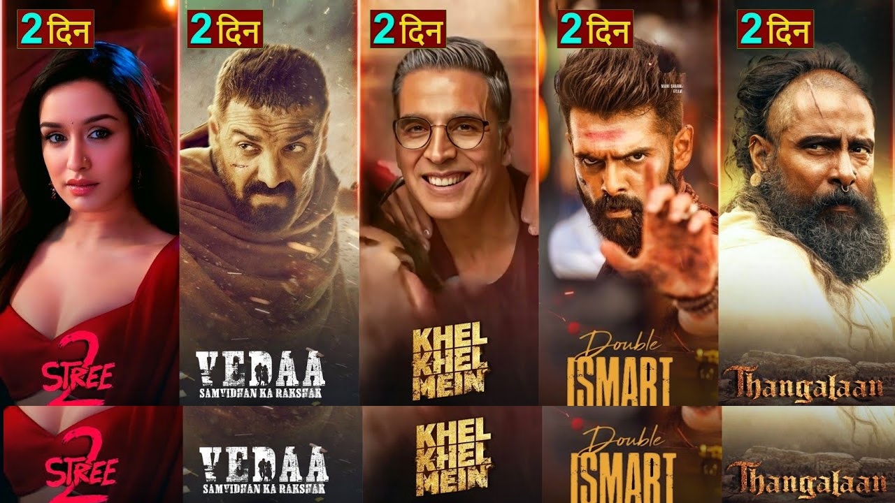 Bollywood Movies collection Stree 2, Khel Khel Mein, Thangalaan, Double Ismart, and Mr. Bachchan
