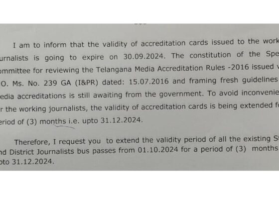 The Telangana government, through its Information and Public Relations (I&PR) Department, has announced an extension for the validity of state and district journalists' bus passes and accreditation cards. This move ensures the uninterrupted mobility and accreditation status of working journalists throughout the state. Extension of Bus Passes and Accreditation Cards Validity In an official communication dated September 26, 2024, the Special Commissioner of the Information and Public Relations Department conveyed that the accreditation cards for working journalists in Telangana are set to expire on September 30, 2024. However, in light of ongoing deliberations and the delay in forming a Special Committee to review and update the Telangana Media Accreditation Rules (2016), the government has extended the validity of these accreditation cards and bus passes for an additional three months. The Importance of Accreditation and Bus Pass Extensions For working journalists, these accreditation cards serve as an official recognition by the state, allowing them access to critical events, press conferences, and government-related functions. Additionally, state and district bus passes enable journalists to travel across Telangana with ease, ensuring they can report from diverse locations without transportation barriers. This extension, lasting until December 31, 2024, is a temporary solution while the government continues to review and update the Telangana Media Accreditation Rules. The previous guidelines were last issued in July 2016 under G.O. Ms. No. 239, and the government is actively working on framing new guidelines to streamline the accreditation process. Avoiding Inconvenience for Working Journalists One of the key reasons behind the extension is to avoid any potential inconvenience for the media professionals who rely on these passes and accreditation cards for their daily duties. The government is mindful of the critical role that the press plays in keeping the public informed and wants to ensure there is no disruption in the services available to journalists. The Special Commissioner, M. Hanumantha Rao, emphasized the importance of this extension, urging the Telangana State Road Transport Corporation (TGSRTC) to extend the validity of the bus passes in parallel with the accreditation cards. This ensures that accredited journalists can continue to access both transport services and official events without interruption. Upcoming Changes to Media Accreditation Rules The Telangana government is currently awaiting the constitution of a Special Committee tasked with reviewing and updating the Telangana Media Accreditation Rules from 2016. These rules determine the criteria for accrediting journalists, establishing transparency and uniformity in the process. The revised guidelines are expected to modernize the accreditation process, making it more streamlined and reflective of the evolving media landscape. However, due to delays in forming this committee and finalizing the new rules, the government has taken proactive steps by extending the current validity to ensure continuity for the state's media professionals. The Role of the Media Academy of Telangana In addition to the I&PR Department’s efforts, the Media Academy of Telangana State plays a crucial role in supporting journalists across the state. The Chairman and Secretary of the Media Academy have been notified of the validity extension to ensure that all media professionals are aware of the change and can continue to carry out their work seamlessly. Next Steps for Journalists Journalists across Telangana can continue to use their current accreditation cards and bus passes without the need for immediate renewal until December 31, 2024. This extension provides ample time for the government to finalize the updated accreditation guidelines and ensures that media professionals can continue their work without interruption. It’s advisable for all journalists to stay informed about further updates from the I&PR Department and the Media Academy of Telangana, as new rules and guidelines may soon be introduced following the formation of the Special Committee. Conclusion: Government’s Commitment to Media Professionals The extension of the validity period for journalists' bus passes and accreditation cards demonstrates the Telangana government's commitment to ensuring that media professionals can continue their essential work without facing logistical challenges. As the government reviews and updates the accreditation process, the temporary extension provides a much-needed relief for journalists who rely on these tools to carry out their duties effectively. With the revised Telangana Media Accreditation Rules on the horizon, media professionals can expect more streamlined processes that will better suit the modern media landscape. The government remains proactive in supporting the press, ensuring that journalists can continue their invaluable service to the public.