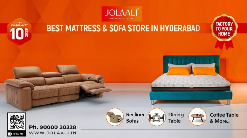 Top Reasons to Choose Customized Sofas and Mattresses for Your Home, We spend a lot of time on sofas & matresses, so making sure they meet our needs is essential for both comfort and well-being. Here are a few important reasons why customization matters. 1. Comfort Directly Affects Your Well-Being. You spend a significant amount of time on your mattress and sofa. If they’re uncomfortable, that means you’re spending a lot of time in discomfort. This not only impacts your peace of mind but can also negatively affect your posture. A poorly designed or non-supportive mattress could cause back pain, and an uncomfortable sofa can lead to poor sitting habits. Customizing allows you to select the perfect balance of firmness and support, keeping both your posture and comfort in check. 2. From Showroom to Living Room: Ensuring Your Sofa Fits Beautifully A sofa might look great in the store, and the same level of elegance is assured when it arrives at your home.When a sofa is the wrong size, it can make the entire room feel congested or uncomfortable to move around in. This is where customization shines—it allows you to adjust the size of your sofa to fit perfectly in your living space. Moreover, a sofa that complements the color your room creates a visually harmonious space. Picking a color that matches your room’s decor is a small detail, but it makes a huge difference in the overall look of your home. 3. Not All Sofas Need to Be Soft. Not All Mattresses Should Be Hard. Many people purchase mattresses and sofas simply because they are affordable. But the reality is, you should invest in the comfort of your mattress. The mattress you sleep on should keep your posture aligned and help you get quality sleep. Sleeping for 7-8 hours on a mattress that’s too hard or too soft for your spine doesn’t lead to restful sleep. Customizing your mattress with good firmness and softness ensures that you find the right level of comfort for your needs, leading to better sleep and a healthier body. 4. Customize Consciously for Maximum Comfort. Your home should be the most comfortable place in your life, which is why we encourage customers to think carefully about their needs when choosing a sofa or mattress.You can customize the size, shape, and comfort level of your mattress to suit your body and space perfectly. The same goes for sofas—whether it’s choosing the fabric, color or size, customization allows you to design a sofa that fits your living room perfectly. Extra features for sofas, such as electronic recliners, wireless charging for mobile devices, and water bottle holders. These small additions can make your daily life more convenient and enjoyable. 5. Happy Customers Are Proof That Customization Works. Some may think customization isn’t necessary, but many of our customers are extremely happy with their decision to customize. But at Jolaali, by creating a sofa or mattress that fits their home, customers have saved space, enjoyed better sleep, got better look for the entire home and have given very high ratings on Google. 6. The Demand for Customization Is Growing They've seen a steady increase in orders for customized sofas and mattresses, especially in Telangana and Andhra Pradesh. This shows that people recognize the benefits of designing furniture to fit their personal preferences and needs. Plus, they offer a unique service—if you’ve seen a sofa online or on Pinterest that you love, you can share the picture with them, and they can make a perfect replica to fit your home. At Jolaali, they fulfilled this demand Lot of times by offering high-quality, affordable customization options that enhance both comfort and style in our customers’ homes. So next time you’re thinking about purchasing a sofa or mattress, consider customization. The benefits are well worth it, and they're here to help you every step of the way. Contact Jolaali on WhatsApp - 90000 20228 or Visit the website Jolaali.in for more details.