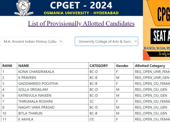 How to Download CPGET Seat Allotment Result 2024: A Step-by-Step Guide The CPGET (Common Post Graduate Entrance Tests) 2024 seat allotment results are eagerly awaited by thousands of aspirants. The process of downloading and verifying the CPGET seat allotment result can seem a bit complex, especially for those doing it for the first time. In this article, we’ll provide a comprehensive guide on how to check your seat allotment status, make payments, and navigate through the reporting procedures effectively. What is CPGET 2024 Seat Allotment? CPGET is a common entrance exam for admission into various postgraduate courses in the state of Telangana. The seat allotment process follows the entrance test, where candidates are assigned seats in various colleges based on their ranks and preferences. The CPGET seat allotment result is released online, and candidates need to follow a series of steps to download and verify their results. Additionally, candidates who aren’t satisfied with their allotted seat can apply for the second phase of seat allotment. Step-by-Step Process to Check CPGET Seat Allotment Result 1. Visit the Official Website The first step in checking your CPGET 2024 seat allotment result is to visit the official website. Ensure that you are on the correct site by confirming the URL provided by the official authorities. The official website link will typically be shared in important notifications. 2. Log In to the Candidate Portal Once you are on the website, you will find an option titled "Provisionally Allotted Candidate Login." Click on this option to proceed to the login page. Enter your Hall Ticket Number. Confirm your Rank. Click on Login. This information allows the system to fetch your details and display your seat allotment status. 3. Verify Your Seat Allotment Status After logging in, you will be able to see your seat allotment status. If a seat has been allotted to you, the system will prompt you to proceed with the next steps. In case no seat has been allotted, the status will display as "Not Allotted." If you’re in the "Not Allotted" category, don't panic! You can still participate in the second phase of the allotment process. 4. Review Seat Allotment Details Once a seat is allotted, candidates should carefully review the details displayed, including: Candidate's Name Hall Ticket Number Father’s Name Category Parental Income (important for fee-related concessions) College Allotted (including University and Campus information) Course Allotted (whether Regular or Self-Finance) 5. Payment of the Allotment Fee If you're satisfied with the allotted seat, you need to confirm it by making an online payment. The deadline for the payment is generally mentioned alongside your allotment details. For CPGET 2024, the last date to make the payment is 13th September 2024. How to Make the Payment Once the seat is allotted, click on the "Proceed to Payment" button. You will be required to pay a fee of ₹800 (for reserved categories) or the full amount (up to ₹35,800) depending on your income status and category. Payments can be made through Debit Card, Credit Card, or Net Banking. Once the payment is made, a confirmation receipt will be generated. 6. Download Allotment Order After successfully making the payment, candidates should download the Seat Allotment Order. This document is crucial and needs to be presented during the college reporting process. Reporting to the Allotted College: Mandatory or Optional? One of the most common doubts among candidates is whether they need to report to the allotted college immediately after the first phase of seat allotment. In the CPGET 2024 process, reporting to the college in person is not mandatory after the first phase. Online Reporting Process You can complete the reporting process online by: Logging into your CPGET portal. Completing the payment process (as detailed above). Confirming your seat through online reporting. This process eliminates the need for physically visiting the college, allowing candidates to await the second phase if they wish to change their allotment. Second Phase of CPGET Seat Allotment If you're not satisfied with the seat allotted in the first phase, you can opt for the second phase. Candidates who wish to apply for a different college or course in the second phase should follow the same web options procedure. However, ensure that you don’t miss the deadlines for phase two, as missing it would mean losing the opportunity for a better allotment. What to Do if No Seat is Allotted? If you are not allotted a seat in the first phase, you will have another chance during the second phase of web options. Here's what you need to do: Check Your Rank and Category: Ensure that you have provided accurate details about your rank, category, and course preferences. Participate in Second Phase: Re-enter your web options during the second phase. Make sure to choose courses and colleges strategically based on your rank. Documents Required for Final Reporting Once you have confirmed your seat (either after the first or second phase), you will need to report to the allotted college with the following documents: SSC Memo (Original) Intermediate Memo (Original) Degree Memo and Provisional Certificate (for postgraduate admissions) Income Certificate (if applicable) Transfer Certificate (TC) or Custodian Certificate Caste Certificate (if applicable) Passport-size Photographs Ensure all documents are in their original form and carry copies for submission. Common Issues and Solutions During CPGET Allotment 1. Income Certificate Mismatch If your income certificate doesn’t reflect the correct category (e.g., showing "Higher" instead of "Lower"), you need to submit a request to the CPGET Convenor's office to update the details. Failure to do so may result in higher fees. 2. Forgotten Password If you forget your login password, you can recover it using the "Forgot Password" option. A recovery link will be sent to your registered mobile number or email. Conclusion The CPGET 2024 seat allotment process can be navigated smoothly by following the correct steps. From verifying your result, making the necessary payments, to reporting to the college, ensure that you adhere to all deadlines and procedures. If you're aiming for a better seat in the second phase, don't forget to carefully re-enter your web options. For those content with their current allotment, confirming the seat through timely payment is crucial. By following this guide, you can ensure a hassle-free admission process and secure your seat in the college of your choice.