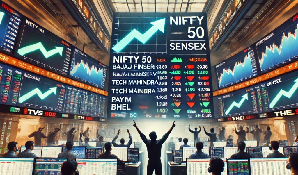 The Indian stock market experienced a day of intense volatility as the Nifty 50 and Sensex ended Tuesday's session with marginal losses. Despite ongoing foreign investment outflows, the Midcap Index displayed impressive resilience, outperforming the broader market. Market Overview: Nifty 50 and Sensex Witness Small Declines The Nifty 50 closed down by 37 points, settling at 24,436, while the benchmark Sensex dropped by 139 points to finish the day at 80,082. The market's subdued performance followed a day of fluctuating sentiments fueled by external factors affecting investor confidence. In contrast, midcap stocks displayed remarkable strength, with the Midcap Index gaining almost 1%, or 302 points, to close at 56,476. This uptick underscores the increasing interest and growth potential within the midcap sector, despite the overall market volatility. Midcap Stocks Lead Gains Despite Broader Market Struggles While the Nifty 50 and Sensex struggled to hold ground, midcap stocks stood out as top performers. The Midcap Index's strong gain of nearly 1% showcased the confidence investors have in mid-sized companies, even when broader market performance was lackluster. Key Performers: Bajaj Finserv, IT Giants, and More Bajaj Finserv emerged as a star performer on the Nifty, surging nearly 5% after reporting robust second-quarter results. The company's positive earnings report gave a significant boost to its stock price, making it the top gainer of the day. The IT sector also showed notable strength, with Tech Mahindra, TCS, and HCLTech leading the charge. These companies reported strong performances, reflecting the ongoing demand for IT services and digital transformation efforts. In addition, Coforge and Persistent Systems saw their stocks rise by up to 11%, following better-than-expected second-quarter results. Firstsource hit a new 52-week high, gaining over 10%, further solidifying the positive sentiment around tech stocks. Other Market Movers: Paytm, Can Fin Homes, and More Paytm enjoyed a significant boost after receiving approval from NPCI to onboard new UPI users. This development sent its stock soaring by more than 9%, as investors reacted positively to the potential for growth in its user base. Several other companies also posted gains after releasing their Q2 earnings. Can Fin Homes, GMDC, and Amber Enterprises all saw positive movement in their stock prices, reflecting strong investor confidence in their quarterly performance. SRF experienced a nearly 3% rise, thanks to positive management commentary following the release of its results. Manappuram Finance also traded higher, gaining 5% with solid trading volumes, signaling investor interest in the financial services sector. Stocks Facing Downward Pressure: TVS Motor, BHEL, and Others On the downside, TVS Motor saw its stock price tumble by 7%, following lower-than-expected Q2 results. The company’s earnings report disappointed investors, leading to a significant drop from its recent highs. BHEL also faced selling pressure, declining by more than 4% after a block deal involving 0.5% of its equity was executed. The company’s stock struggled to recover from the news, leading to a noticeable dip in its value. Syngene ended the day with minor losses, as its Q2 earnings met market expectations but failed to inspire a significant upward movement in its stock price. Market Sentiment and Breadth: Advances Outweigh Declines Despite the losses in key indices, the overall market sentiment remained positive, with the advance-decline ratio standing at 3:2. This indicates that a majority of stocks managed to register gains, signaling stronger market momentum overall. Conclusion: Midcap Resilience in a Volatile Market Tuesday’s session demonstrated that while the Nifty 50 and Sensex faced marginal losses, midcap stocks showed remarkable resilience. With key performers like Bajaj Finserv, IT giants, and Paytm driving gains, the market's overall momentum remained positive. However, challenges persisted for companies like TVS Motor and BHEL, which faced significant headwinds. Investors will be watching closely as market sentiment continues to fluctuate, with hopes that midcap stocks will maintain their upward trajectory amid ongoing market volatility.