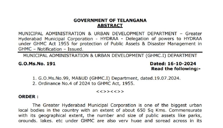 Introduction The Greater Hyderabad Municipal Corporation (GHMC) plays a critical role in safeguarding public assets and ensuring disaster management. As Hyderabad rapidly urbanizes, protecting public spaces and managing disasters has become more complex. A new directive seeks to empower the Hyderabad Disaster Response and Asset Protection Agency (HYDRAA) to streamline these responsibilities. This article explores the recent notification, its impact on urban governance, and how HYDRAA’s role will evolve in safeguarding public assets and managing disaster preparedness. GHMC’s Expanding Role in Urban Asset Protection Hyderabad is one of India’s largest urban agglomerations, covering over 650 square kilometers. The city's parks, lakes, and public spaces are vital for residents, offering recreational opportunities and reducing the effects of climate change. However, rapid urbanization has led to the encroachment and degradation of these spaces, raising concerns about their future. Protecting these public assets is critical to maintaining the city’s environmental health and meeting the community's needs. The Emergence of HYDRAA To address the pressing need for asset protection, the GHMC has delegated significant responsibilities to the Hyderabad Disaster Response and Asset Protection Agency (HYDRAA). Established under the GHMC Act of 1955, HYDRAA’s primary mandate is to protect critical public infrastructure. This includes roads, public parks, lakes, and water bodies. In addition to managing urban assets, HYDRAA will also be responsible for disaster management, making it a comprehensive solution for safeguarding both public property and citizen safety. Disaster Management in Hyderabad: Why HYDRAA Is Crucial As Telangana experiences rapid growth, particularly in and around Hyderabad, disaster management becomes even more important. With a 3.2% annual urban population growth rate, significantly higher than the national average, Hyderabad faces various urban challenges. Natural disasters such as floods and infrastructural issues like traffic jams during heavy rains are becoming more frequent. Despite GHMC’s efforts, its existing disaster management capabilities are insufficient for such a vast urban region. HYDRAA was thus formed to unify disaster management efforts across the Telangana Core Urban Region (TCUR), which includes the GHMC area and parts of Hyderabad, Rangareddy, Medchal-Malkajgiri, and Sangareddy districts. Functions and Responsibilities of HYDRAA HYDRAA has a broad scope of responsibilities, divided into three key wings: Asset Protection, Disaster Management, and Logistical Support. Each of these wings plays a vital role in ensuring the effective functioning of the agency. 1. Asset Protection Wing The Asset Protection Wing focuses on preventing encroachments on public land and safeguarding parks, lakes, playgrounds, and other urban spaces. This wing coordinates with various local bodies, including the GHMC, HMDA, and local law enforcement, to protect public assets. It also has the authority to inspect private buildings for structural safety, particularly in cases where public safety is at risk. 2. Disaster Management Wing The Disaster Management Wing is responsible for responding to emergencies such as floods, fires, and other natural disasters. This wing coordinates with state and national agencies, such as the National Disaster Response Force (NDRF), the Indian Meteorological Department (IMD), and other technical agencies to provide timely warnings and manage disaster responses effectively. HYDRAA’s disaster response force (DRF) is also tasked with relief and recovery efforts, ensuring the safety and wellbeing of residents during emergencies. 3. Logistical Support Wing HYDRAA’s Logistical Support Wing is responsible for staffing, procurement, and operational logistics. This wing handles everything from office administration to maintaining equipment and vehicles essential for disaster response. In addition, it oversees the IT and GIS services required to monitor and manage disaster risk across the TCUR region. Traffic and Emergency Coordination One of HYDRAA’s notable roles is in traffic coordination, especially during disasters or emergency situations. With frequent flooding and road damage during Hyderabad's heavy monsoon rains, traffic jams are a common problem. HYDRAA works in coordination with local traffic police to manage traffic flows, especially in waterlogged or disaster-prone areas, ensuring that relief and rescue operations are not delayed. Governing Structure of HYDRAA HYDRAA is structured to ensure efficiency and accountability. It functions as a separate Head of the Department (HOD) under the Municipal Administration and Urban Development (MA&UD) department. A senior All India Services (AIS) officer, not below the rank of Secretary to Government, will oversee HYDRAA as its Commissioner. The agency reports to a governing body headed by the Chief Minister of Telangana, ensuring high-level oversight and policy guidance. Budget and Funding HYDRAA will be funded through a combination of government allocations and internal resources generated from beneficiary agencies, such as the GHMC, HMDA, and HMWSSB. This ensures that the agency has the necessary resources to fulfill its broad mandate, from disaster preparedness to asset protection. Future Implications of HYDRAA’s Mandate As Hyderabad continues to grow, both geographically and in population, the importance of an agency like HYDRAA cannot be understated. Its dual focus on asset protection and disaster management positions it as a key player in urban governance. The establishment of HYDRAA is a forward-looking initiative aimed at enhancing Hyderabad’s resilience to disasters and ensuring the preservation of public spaces for future generations. Conclusion The delegation of powers to HYDRAA marks a significant step in the governance of Hyderabad’s urban development. By centralizing both disaster management and asset protection under one agency, the government is taking proactive steps to address the challenges of rapid urbanization. HYDRAA’s role will be crucial in protecting Hyderabad’s public assets from encroachment and in preparing the city for future disasters, ensuring a safer, more sustainable urban environment.