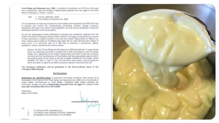 Introduction to Telangana's Food Safety Regulations In a significant move to safeguard public health, the Government of Telangana has imposed a ban on the production, sale, and storage of mayonnaise made with raw eggs throughout the state. This decision comes as part of ongoing efforts to adhere to the Food Safety and Standards Act, 2006 (FSS Act), which aims to provide safe, wholesome food to the public. The prohibition will remain in effect for one year, starting from October 30, 2024. Understanding the Food Safety and Standards Act, 2006 The Food Safety and Standards Act, 2006, was established by the Government of India to regulate various aspects of food production, processing, storage, distribution, and sale. This law is vital in ensuring that food consumed by the public is safe, healthy, and free from contaminants. Under this legislation, food safety authorities have the power to monitor and take action against any food items or practices that may pose a risk to public health. Why Raw Egg Mayonnaise Was Banned in Telangana Following several complaints and health concerns, Telangana’s Food Safety Department identified mayonnaise prepared with raw eggs as a possible cause of foodborne illnesses. Instances of food poisoning linked to raw egg-based mayonnaise have raised concerns among the public. Made by emulsifying egg yolks with oil, mayonnaise is popular in sandwiches, salads, shawarma, and a variety of snacks. However, using raw eggs in mayonnaise increases the risk of bacterial contamination, notably from Salmonella, which can lead to severe food poisoning symptoms. Section 18(1)(f) of the FSS Act: Protecting Public Health According to Section 18(1)(f) of the Food Safety and Standards Act, 2006, the Food Authority and the Commissioner of Food Safety must take necessary measures if there is a reasonable suspicion that a particular food product may pose a health risk. This section empowers food authorities to inform the public and take preventative steps to either restrict or ban such foods to eliminate or reduce the risk. In Telangana's case, after observing the potential health hazards posed by raw egg-based mayonnaise, the authorities have acted promptly to implement a one-year prohibition to protect the public. Official Notification on the Prohibition of Raw Egg Mayonnaise As per the notification issued by the Office of the Commissioner of Food Safety in Telangana: Notification No. 603/FSS-1/2024: In exercise of the powers under clause (a) of Sub-section (2) of Section 30 of the Food Safety and Standards Act, 2006, the Commissioner of Food Safety, Telangana, has prohibited the production, sale, and storage of mayonnaise made from raw eggs throughout Telangana for one year, effective October 30, 2024. This notification is an important step by the Telangana government to uphold food safety standards and prevent potential health risks associated with consuming raw egg-based mayonnaise. Impact of the Ban on the Food Industry and Consumers The ban will directly a