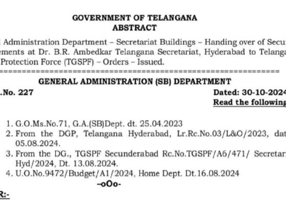 The Telangana Government has announced a significant update in the security protocol at the Dr. B.R. Ambedkar Telangana Secretariat in Hyderabad. Aimed at enhancing the safety of one of the state’s most vital administrative hubs, security responsibilities are being officially transferred from the Telangana Special Police to the Telangana Special Protection Force (TGSPF). This change is intended to leverage TGSPF's expertise in safeguarding sensitive sites, with the handover directive formalized under the General Administration Department’s Government Order (G.O.) No. 227.
