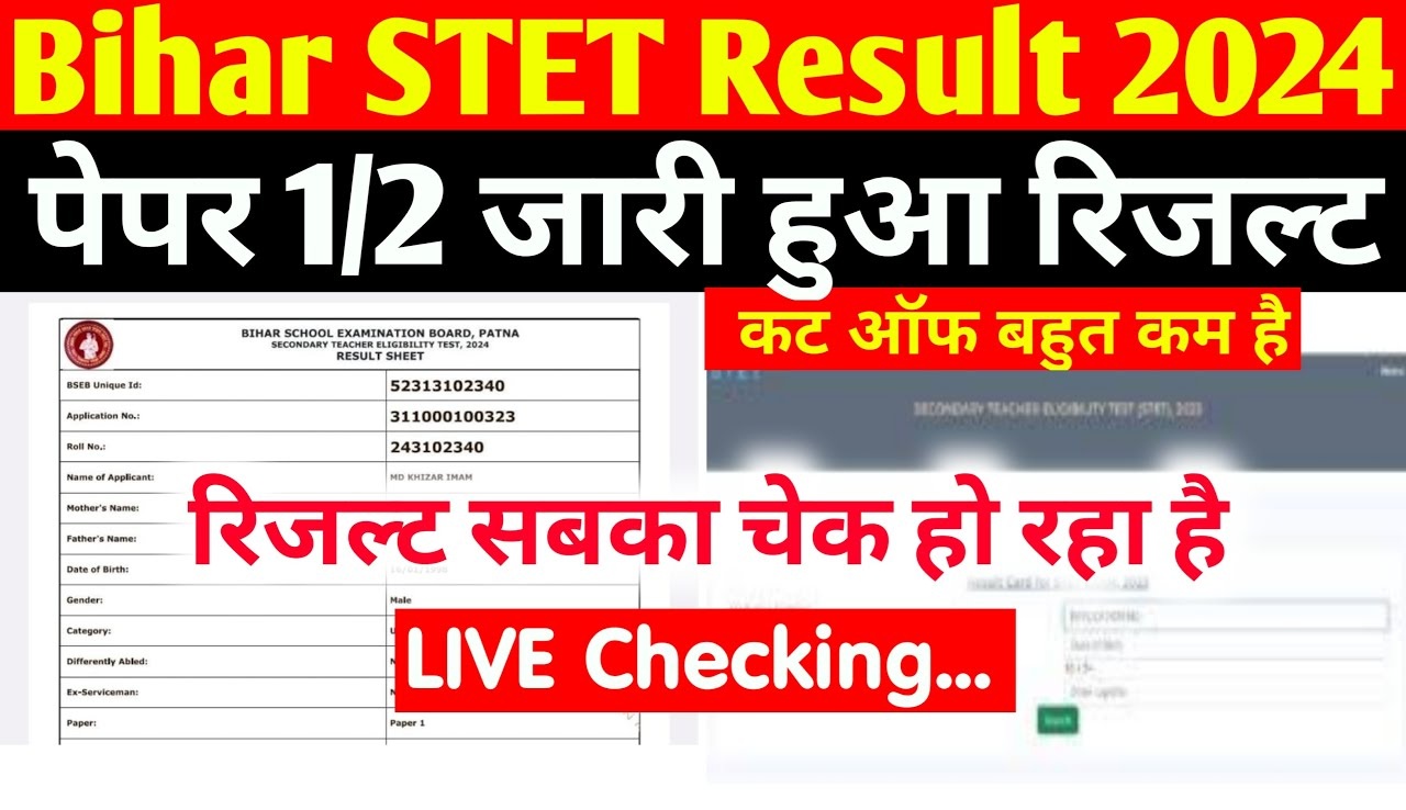 Bihar STET Result 2024 OUT Check Results and Download Link on bsebstet.com