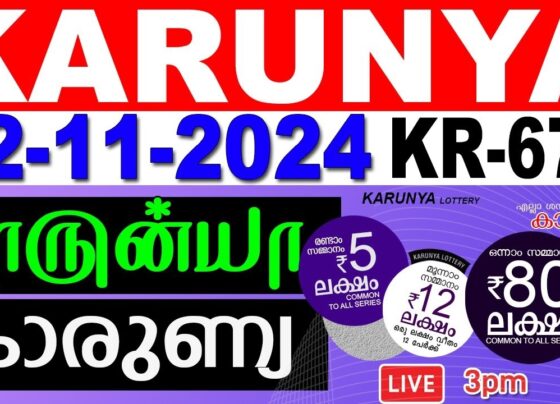 The much-anticipated Kerala Lottery Result for today, November 2, 2024, has been officially declared. This Saturday’s KARUNYA KR-678 draw was held at 3 PM at the Gorky Bhavan near Bakery Junction, Thiruvananthapuram. Check below to find out if you’re one of the lucky winners of today’s Kerala lottery, which includes top prizes ranging from ₹80 lakh to consolation prizes of ₹100. 1st Prize Winner of ₹80 Lakh Winning Number: KH 133089 Location: Guruvayoor Agent Name: Reshma P. D. Agency Number: R 10760 2nd Prize Winner of ₹5 Lakh Winning Number: KH 458853 Location: Pattambi Agent Name: Prabhu A. Agency Number: P 6491 3rd Prize Winners of ₹1,00,000 Each KA 220714 KB 976442 KC 720905 KD 959844 KE 527450 KF 185482 KG 839905 KH 646944 KJ 166390 KL 562940 KM 175824 Consolation Prize of ₹8,000 for Ticket Numbers Ending in 133089 For tickets ending in the following letters, a consolation prize of ₹8,000 is awarded: KA 133089 KB 133089 KC 133089 KD 133089 KE 133089 KF 133089 KG 133089 KJ 133089 KK 133089 KL 133089 KM 133089 4th Prize Winners of ₹5,000 Each The following ticket numbers won ₹5,000 each: 1161, 1370, 1403, 1939, 2199, 3449, 3621, 5024, 5136, 5702, 5893, 5917, 6025, 6553, 7667, 8032, 8037, 9578 5th Prize Winners of ₹2,000 Each The ticket numbers listed below won ₹2,000 each: 1094, 3617, 4111, 4840, 4974, 5267, 7684, 7732, 9342 6th Prize Winners of ₹1,000 Each Each of the following tickets won a prize of ₹1,000: 0621, 2107, 3142, 4028, 4390, 5423, 6121, 7006, 7306, 7823, 8193, 8961, 9122, 9543 7th Prize Winners of ₹500 Each Here are the winning numbers for the ₹500 prize: 0132, 0248, 0413, 0464, 0542, 0586, 0923, 0970, 1017, 1162, 1378, 1538, 1703, 1790, 1792, 1828, 1860, 2094, 2158, 2238, 2521, 2762, 3050, 3055, 3126, 3181, 3275, 3310, 3323, 3516, 3535, 3602, 3790, 4056, 4175, 4272, 4282, 4458, 4599, 4626, 5012, 5285, 5286, 5528, 5538, 5655, 5674, 5706, 5976, 5982, 6020, 6385, 6458, 6780, 6843, 7035, 7039, 7153, 7226, 7266, 7324, 7342, 7355, 7460, 7586, 7610, 7662, 8787, 8919, 9061, 9286, 9319, 9401, 9443, 9464, 9574, 9591, 9640, 9769, 9801 8th Prize Winners of ₹100 Each The following ticket numbers won the ₹100 prize: 0056, 0152, 0293, 0574, 0607, 0733, 0843, 0928, 0980, 1150, 1177, 1252, 1327, 1331, 1386, 1426, 1489, 1527, 1557, 1603, 1767, 1818, 1854, 2064, 2130, 2154, 2183, 2323, 2342, 2605, 2706, 2780, 2812, 2877, 2991, 3028, 3037, 3056, 3138, 3178, 3228, 3238, 3297, 3429, 3520, 3545, 3555, 3642, 3683, 3901, 3912, 3921, 3994, 4027, 4049, 4059, 4113, 4119, 4304, 4338, 4598, 4610, 4620, 4622, 4659, 4764, 4821, 4831, 4835, 4868, 4902, 4994, 5101, 5262, 5337, 5439, 5456, 5543, 5561, 5616, 5687, 5806, 6085, 6149, 6151, 6360, 6443, 6576, 6603, 6609, 6630, 6738, 6872, 6893, 7052, 7630, 7749, 7883, 7911, 7917, 8036, 8091, 8231, 8389, 8422, 8449, 8529, 8534, 8583, 8683, 8853, 8911, 8935, 9039, 9121, 9141, 9145, 9323, 9383, 9407, 9408, 9463, 9545, 9889