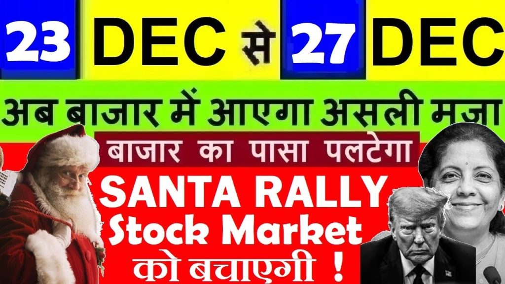 Shortened Trading Week Amid Festive Holidays The stock market will operate for only four days this week as it closes on Wednesday, December 25, for Christmas. A reduced trading week often results in limited market activity, creating the potential for unpredictable movements. Bearish Sentiments Prevail in the Market Recent trading sessions have seen significant bearish trends. On Friday, the market witnessed over a 1.5% drop, marking a cumulative fall of over 1,000 points across the past five sessions. This consistent downward momentum has raised concerns among investors. Factors like global market corrections, economic uncertainties, and geopolitical tensions have fueled this bearish sentiment. However, there’s a glimmer of hope as U.S. markets showed a late-night recovery on Friday, with the Dow Jones rallying 500 points. Will the Santa Rally Arrive? The much-anticipated Santa Rally—a period of market optimism around Christmas—remains a hot topic among traders. Historically, this phenomenon occurs during the week surrounding Christmas, often driving gains in stock markets. While signs of a potential Santa Rally are yet to emerge, investors are eager to see if this week will bring the much-needed market recovery. Key Events to Watch This Week Monthly Expiry of Derivatives This week marks the final monthly options and futures expiry of the year. Historically, these events have brought heightened volatility, making them crucial for traders to monitor. Geopolitical Developments Geopolitical events, such as the ongoing Russia-Ukraine conflict, remain in focus. Russian President Vladimir Putin recently signaled a willingness to negotiate, sparking cautious optimism for a resolution. U.S. Tariff Policies and Global Impact The unpredictable tariff policies from the U.S. administration continue to influence global markets. Any new developments this week could significantly sway market sentiment. Crude Oil and Gold Prices Crude oil prices are hovering near $70, while gold prices are near ₹78,000. These commodities often act as barometers of market uncertainty, reflecting broader economic conditions. Foreign Institutional Investor (FII) Activity FIIs have been heavy sellers in recent weeks, withdrawing funds amidst global uncertainties. Domestic Institutional Investors (DIIs) are striving to offset this trend, but their efforts may fall short without a significant market catalyst. IPO Market Trends Despite the bearish outlook, the IPO market has seen strong activity. However, in panic-driven markets, grey market premiums (GMPs) often decline. Investors must remain vigilant when participating in IPOs during volatile periods. Impact of GST Council Decisions and Upcoming Budget Last week’s GST Council meeting laid the groundwork for potential policy changes. Additionally, the upcoming Union Budget, scheduled for February 1, 2024, could provide further clarity on economic priorities. Historically, budget announcements have created significant market momentum. Cryptocurrency and the Indian Rupee Cryptocurrencies like Bitcoin have shown remarkable volatility, crossing the ₹1 lakh mark before retracting slightly. Meanwhile, the Indian Rupee continues to weaken against the U.S. Dollar, recently crossing the ₹85 mark, signaling concerns for import-driven sectors. Support and Resistance Levels for the Week Key support levels for the Nifty include 23,500, while resistance is pegged near 24,000. Any breach of these levels could lead to sharper movements, making it a crucial week for technical analysis. Conclusion: What Lies Ahead? As we approach the end of the year, the market faces a mix of optimism and caution. Whether the Santa Rally materializes remains uncertain, but traders and investors should remain alert to global cues, policy decisions, and economic data. For now, the focus should be on strategic planning and staying updated with market trends. A balanced approach could help navigate this period of uncertainty and prepare for opportunities in the upcoming year. Stay tuned for further updates and insights as the week unfolds.
