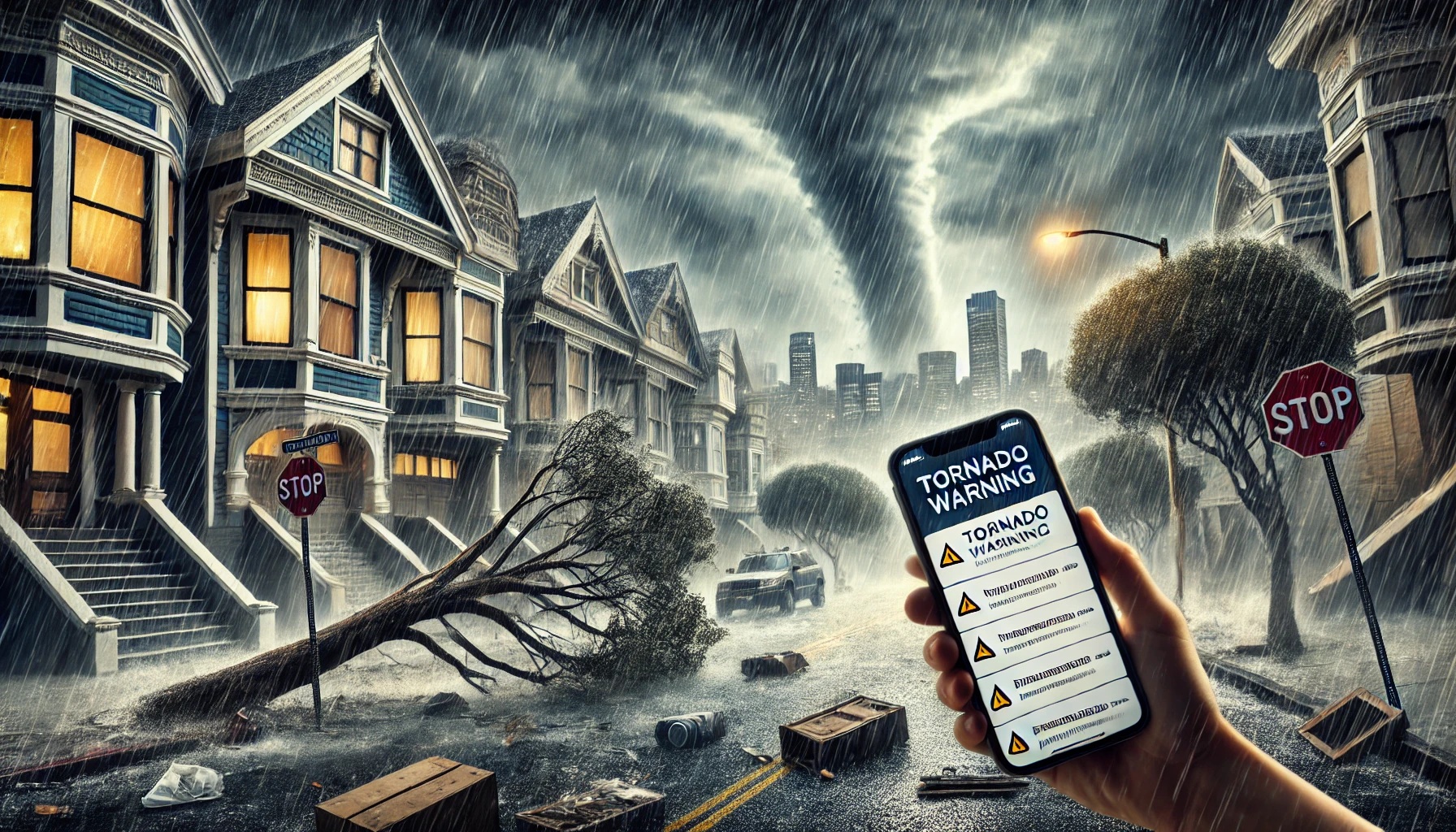 Tornado Warning in San Francisco Strong Winds and Heavy Rain