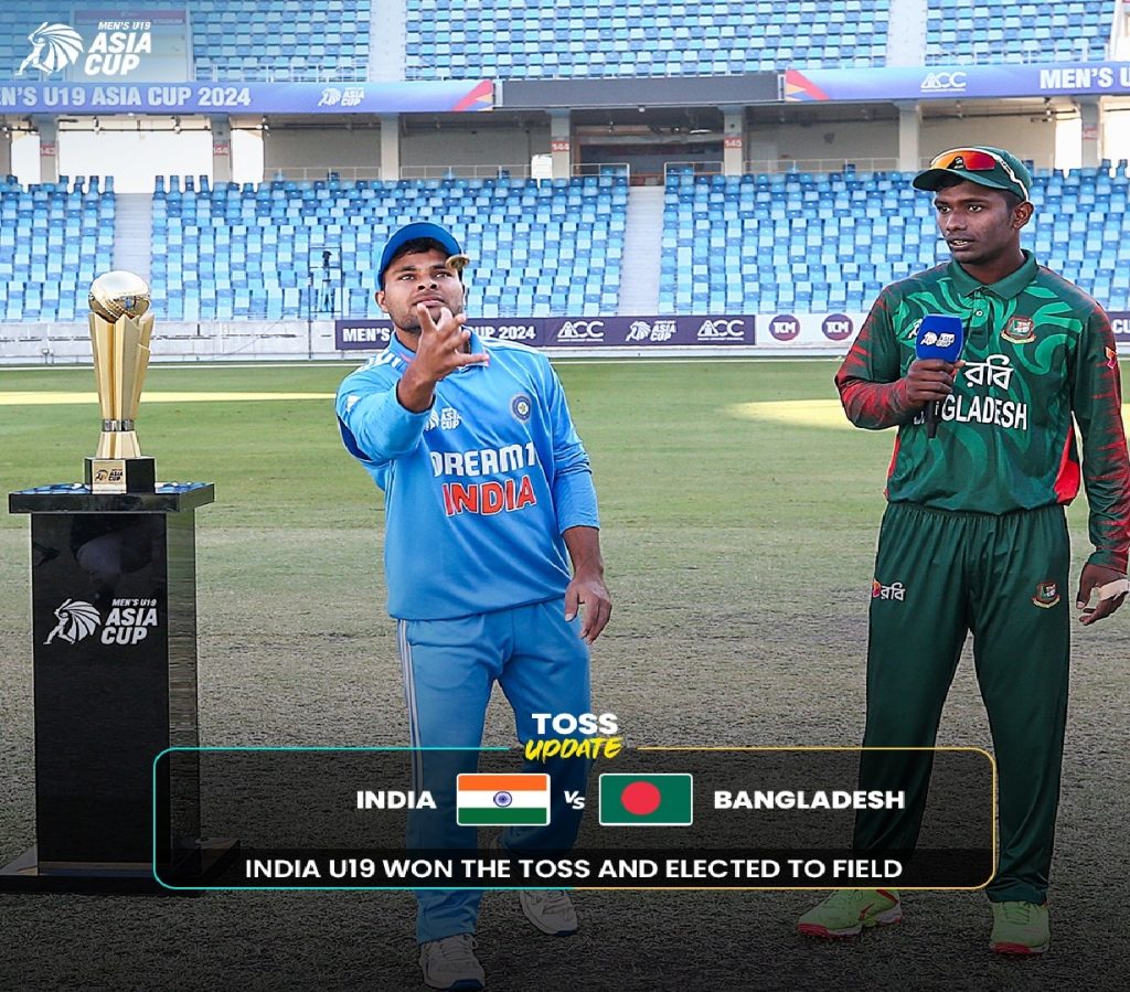 India vs Bangladesh U19 Asia Cup Final: Live Updates and Key Highlights The much-awaited final of the U19 Asia Cup 2024 has arrived, with India taking on defending champions Bangladesh at the Dubai International Cricket Stadium. This high-stakes clash is set to determine the champion of this prestigious tournament, with India looking to reclaim their crown and Bangladesh eager to defend their title. India’s Quest for Glory: Aiming to Reclaim Dominance India enters the final as the most successful team in U19 Asia Cup history, boasting an impressive record of eight titles. After a three-year hiatus from the trophy, the Indian team is determined to end the drought and reinforce their dominance in the competition. This year’s squad, led by captain Mohamed Amaan, features a blend of experienced players and emerging talent. Key to India’s campaign has been the stellar form of opener Ayush Mhatre, who has accumulated 175 runs in the tournament, showcasing consistency and poise at the crease. Another standout is 13-year-old prodigy Vaibhav Suryavanshi, who has dazzled cricket fans with 167 runs, underlining his potential as a future star. Bangladesh's Determination to Retain the Title Bangladesh, the reigning champions, are equally motivated to clinch back-to-back titles. They created history by eliminating India in the 2023 edition and now aim to solidify their standing as a formidable force in youth cricket. Under the leadership of Md Azizul Hakim Tamim, the team has displayed remarkable grit and resilience throughout the tournament. Their journey to the final has been powered by strong performances from players like Zawad Abrar and Mohammad Shihab James. The team’s cohesive unit and determination make them a formidable opponent for the Indian side. India Wins the Toss, Opts to Bowl First In a strategic move, India won the toss and elected to field. The decision underscores their confidence in their bowling attack, spearheaded by Yudhajit Guha and Chetan Sharma. Early breakthroughs will be crucial as India seeks to capitalize on the conditions and restrict Bangladesh to a manageable total. Live Match Updates: Key Moments from the Final Bangladesh U19 Batting Lineup: Opening with Zawad Abrar and Azizul Hakim Tamim, Bangladesh aims to set a strong foundation. Abrar has started cautiously, scoring 14 runs off 28 balls, while Tamim is yet to find his rhythm. India’s Bowling Prowess: Yudhajit Guha has been exceptional, claiming an early wicket and maintaining an economical spell with figures of 9 runs for 1 wicket in 4 overs. Chetan Sharma complements him with tight lines, though he remains wicketless after 4 overs. As of the eighth over, Bangladesh is 28/1, with a current run rate of 3.50. The match promises to be a thrilling contest as both teams strategize to gain the upper hand. Squad Lineups: Key Players to Watch India U19 Playing XI: Top Order: Ayush Mhatre, Vaibhav Suryavanshi, Andre Siddarth C Middle Order: Mohamed Amaan (captain), KP Karthikeya, Nikhil Kumar All-Rounders & Wicketkeeper: Harvansh Singh (wicketkeeper), Kiran Chormale Bowlers: Hardik Raj, Chetan Sharma, Yudhajit Guha Bangladesh U19 Playing XI: Top Order: Zawad Abrar, Kalam Siddiki Aleen, Md Azizul Hakim Tamim (captain) Middle Order: Mohammad Shihab James, Md Farid Hasan Faysal (wicketkeeper) Bowlers & All-Rounders: Debasish Sarkar Deba, Md Samiun Basir Ratul, Maruf Mridha, Md Rizan Hossan, Al Fahad, Iqbal Hossain Emon What’s at Stake in This Final Showdown The stakes couldn’t be higher for both teams. For India, this match represents an opportunity to reclaim their position at the top of U19 cricket and add another feather to their illustrious cap. For Bangladesh, it’s a chance to cement their legacy as back-to-back champions, proving their consistency and capability in high-pressure games. Final Thoughts: Who Will Emerge Victorious? With two evenly matched teams vying for supremacy, the U19 Asia Cup final promises edge-of-the-seat action. The Indian team’s hunger to reclaim their lost glory meets Bangladesh's determination to hold onto their crown. Fans worldwide eagerly await the outcome of this thrilling encounter. Keep following for live updates and key moments as the action unfolds in Dubai.