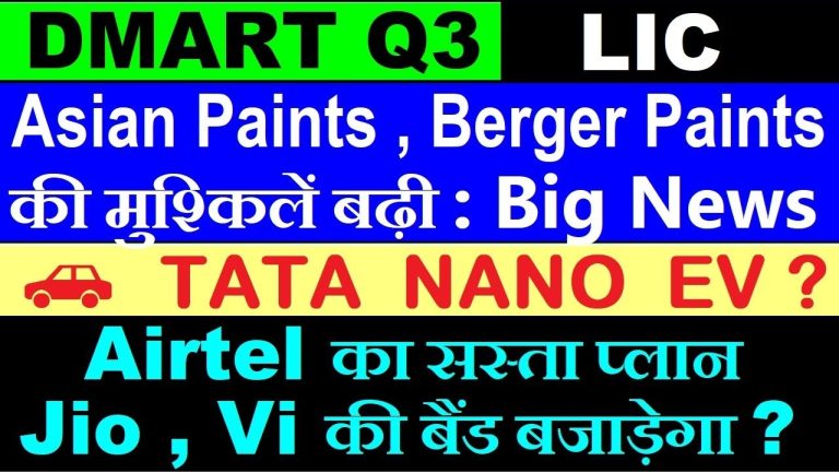 DMart Q3 Financial Performance, Tata Nano EV, and Challenges in the Paint Industry: A Comprehensive Analysis LIC's December Business Performance In December, LIC's new business premium collection exceeded ₹30,000 crores. However, compared to previous data, this represents a noticeable decline. Analysts have noted a drop in new business premiums, with collections not as robust as in earlier months. Tata Nano's Transition to Electric Vehicles Tata Nano, once introduced as the cheapest car, faced significant challenges due to its branding as a low-cost vehicle. The perception of being a "cheap" car led to negative market reception, overshadowing its innovative design intended for families transitioning from two-wheelers to cars. Despite its initial failure, recent discussions suggest a potential comeback of Tata Nano as an electric vehicle (EV). If launched at an estimated price of ₹2 lakhs, it could become a game-changer in the EV segment, considering the rising demand for affordable electric cars. Telecom Industry Updates: Airtel, Jio, and Vi The telecom sector is dominated by three major players: Airtel, Jio, and Vi. Despite offering competitive pricing, these companies have faced challenges due to increased tariffs. BSNL continues to attract price-sensitive customers with affordable plans. Recently, Airtel introduced emergency data plans starting at ₹11, providing short-term solutions for customers needing immediate recharge options. These plans offer limited data, catering to urgent requirements. DMart's Q3 Financial Results DMart's Q3 results were released later than usual, showing impressive growth. The total income for the quarter reached ₹15,996 crores, up from ₹14,500 crores in the previous quarter and ₹13,500 crores a year ago. The company's profitability before tax (PBT) stood at ₹995 crores, with a net profit (NPAT) of ₹724 crores, indicating a steady increase in both quarterly and yearly profits. Paint Industry: Competitive Dynamics Asian Paints and Berger Paints are facing increased competition from international players like AkzoNobel. AkzoNobel's potential exit from the Indian market has attracted interest from major domestic companies like JSW Group and Birla Group, aiming to acquire its assets. The acquisition could significantly enhance the market presence of the acquiring company, posing new challenges to established players like Asian Paints and Berger Paints. The paint industry's dynamics are shifting, with new entrants intensifying competition, necessitating strategic adjustments from existing leaders. Conclusion The evolving landscape in industries such as finance, automotive, telecom, and paint highlights the importance of strategic adaptability. Companies like Tata and DMart are poised to leverage market opportunities, while the paint industry's competition underscores the need for innovation and strategic acquisitions. As market dynamics continue to shift, businesses must remain agile to sustain growth and competitiveness.