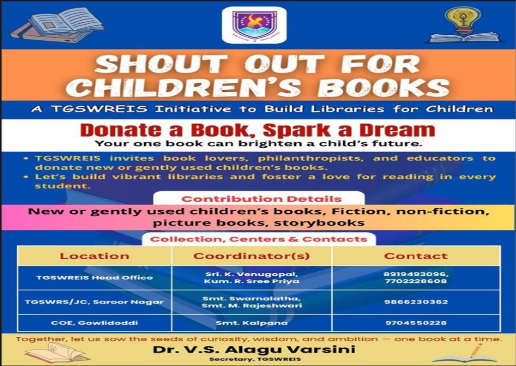Reading transforms lives, ignites imagination, and builds a brighter future. The Donate a Book, Spark a Dream Challenge by Telangana Social Welfare Residential Educational Institutions Society (TGSWREIS) invites book lovers, educators, and philanthropists to contribute to a meaningful cause. By donating a book, you can inspire children, foster a love for reading, and support education in underprivileged communities. Let’s explore how this initiative, backed by the @TelanganaCMO, is creating a lasting impact—and how you can play a pivotal role in shaping young minds. Why Book Donations Matter: Building a Brighter Future for Children Donating books is more than a simple act of generosity—it’s a powerful way to make a difference in a child’s life. Books open doors to new worlds, spark creativity, and provide access to knowledge that can change the trajectory of a child’s future. For children in underprivileged communities, access to quality reading material is often limited. By contributing to the Donate a Book, Spark a Dream Challenge, you help bridge this gap and empower students to dream big. Books also play a critical role in promoting literacy and education. When children have access to a variety of reading materials, they develop essential skills like critical thinking, vocabulary, and comprehension. These skills lay the foundation for academic success and personal growth. Moreover, sharing books fosters a sense of community and inclusivity, ensuring that every child, regardless of their background, has the opportunity to learn and grow. Beyond education, book donations contribute to environmental sustainability. Instead of discarding old books, donating them gives these resources a new life, reducing waste and promoting a culture of reuse. It’s a small action with a big impact, preserving the joy of reading for future generations while caring for the planet. The TGSWREIS Initiative: Sparking Dreams One Book at a Time TGSWREIS, a leading educational institution in Telangana, is committed to empowering students through education. Their Donate a Book, Spark a Dream Challenge aims to build vibrant libraries in schools, ensuring that every child has access to a diverse collection of books. With the support of the @TelanganaCMO, this initiative is gaining momentum, encouraging individuals and organizations to contribute to the cause. The challenge is simple yet impactful: donate a book and help spark a child’s dream. Whether it’s a new book or a gently used one, your contribution can brighten a child’s future. TGSWREIS invites book lovers, philanthropists, and educators to join hands in this noble effort. Together, we can foster a love for reading, spread knowledge, and build a stronger nation. Benefits of Donating Books: Impacting Lives and Communities When you donate a book, you’re not just giving away an object—you’re sharing a gift that keeps on giving. Here are some of the key benefits of participating in the Donate a Book, Spark a Dream Challenge: Promotes Literacy and Education: Books are essential tools for learning. By donating, you help children improve their reading skills, expand their knowledge, and excel academically. Fosters a Love for Reading: Introducing children to engaging stories and educational materials nurtures a lifelong passion for reading, which can lead to personal and professional success. Supports Underprivileged Communities: Many children in underserved areas lack access to books. Your donation ensures that these students have the resources they need to succeed. Reduces Waste and Helps the Environment: Donating gently used books prevents them from ending up in landfills, promoting sustainability and a culture of reuse. Builds Inclusive Libraries: A diverse collection of books helps children learn about different cultures, perspectives, and ideas, creating a more inclusive society. Empowers Future Generations: Knowledge is power. By providing children with books, you’re equipping them with the tools to dream big and achieve their goals. What Types of Books Should You Donate? A Guide to Making the Right Choice Not sure which books to donate? The Donate a Book, Spark a Dream Challenge welcomes a wide variety of books, as long as they are in good condition. Here’s a guide to help you choose the right books for donation: 1. Children’s Books: Ignite Imagination Children’s books are always in high demand. Picture books, early readers, and chapter books captivate young minds and encourage a love for reading. These books help children develop language skills, spark their imagination, and make learning fun. 2. Educational Books: Support Academic Growth Textbooks, study guides, and other educational materials are invaluable for schools and libraries. These resources support students in their studies and provide teachers with tools to enhance classroom learning. 3. Fiction and Non-Fiction: Expand Horizons Share your favorite novels, memoirs, biographies, or other fiction and non-fiction books. These genres entertain, educate, and inspire readers, helping to build well-rounded library collections. 4. Reference Books: Provide Valuable Resources Encyclopedias, dictionaries, and other reference books are essential for libraries and schools. They serve as reliable sources of information, helping students with research and learning. 5. Multicultural Books: Celebrate Diversity Books that represent different cultures, traditions, and perspectives promote inclusivity and understanding. Donating multicultural books ensures that children are exposed to a wide range of ideas and experiences. Before donating, check the specific requirements of the organization. For the TGSWREIS initiative, they accept new or gently used children’s books, fiction, non-fiction, picture books, and storybooks. Ensure that the books are in good condition, with no torn pages or heavy wear, to maximize their usability. Where to Donate Books: Making Your Contribution Count Wondering where to donate your books? The Donate a Book, Spark a Dream Challenge provides several convenient locations for dropping off your donations. Additionally, there are many other organizations and institutions that welcome book donations. Here are some options: 1. TGSWREIS Schools: Join the Challenge TGSWREIS has set up collection centers at multiple locations for the Donate a Book, Spark a Dream Challenge. You can drop off your books at the following places: TGSWREIS Head Office: Contact Sri K. Venugopal at 8919493096. TGSWRS/JC, Saroor Nagar: Reach out to Kum R. Sree Priya at 7702228608. COE, Gowlidoddi: Coordinate with Smt. Swarnalatha at 9866230362 or Smt. Kalpana at 9704550228. 2. Public Libraries: Build Community Collections Many public libraries accept book donations to expand their collections. Donated books are often used to replace worn-out copies, add to existing collections, or distribute to community programs. 3. Schools: Support Young Learners Both public and private schools welcome book donations for their libraries and classrooms. These books provide students with additional resources for learning and enjoyment. 4. Non-Profit Organizations: Reach Those in Need Several non-profits collect books for distribution to schools, libraries, and underserved communities. Organizations like Better World Books and Little Free Library are great options for donating books. 5. Homeless Shelters: Offer Comfort and Inspiration Books donated to homeless shelters provide a source of comfort and distraction for residents. A good story can offer an escape and a sense of hope during challenging times. 6. Hospitals: Bring Joy to Patients Local hospitals, especially children’s hospitals, often accept book donations. Patients and their families can use these books for entertainment and distraction during their stay. 7. Religious Organizations: Enhance Reading Rooms Churches, temples, mosques, and other religious organizations with libraries or reading rooms may accept book donations. These books can benefit community members of all ages. When donating, reach out to the organization beforehand to confirm their acceptance policies and ensure your books meet their needs. For the TGSWREIS challenge, you can contact the coordinators listed above to arrange your donation. How to Participate in the Donate a Book, Spark a Dream Challenge Ready to make a difference? Participating in the Donate a Book, Spark a Dream Challenge is easy and rewarding. Follow these steps to contribute: Gather Your Books: Collect new or gently used books that are in good condition. Focus on children’s books, fiction, non-fiction, picture books, and storybooks, as specified by TGSWREIS. Contact a Coordinator: Reach out to one of the TGSWREIS coordinators to confirm drop-off details. You can call Sri K. Venugopal (8919493096), Kum R. Sree Priya (7702228608), Smt. Swarnalatha (9866230362), or Smt. Kalpana (9704550228). Drop Off Your Donation: Visit one of the designated locations—TGSWREIS Head Office, TGSWRS/JC in Saroor Nagar, or COE in Gowlidoddi—to deliver your books. Spread the Word: Share your experience on social media using hashtags like #DonateABook and #SparkADream, and tag @TGSWREIS and @TelanganaCMO to inspire others to join the cause. Your participation can create a ripple effect, encouraging others to donate and support this meaningful initiative. Together, we can sow the seeds of curiosity, wisdom, and ambition—one book at a time. The Impact of Your Donation: Stories That Inspire Every book you donate has the potential to change a life. Imagine a young student in a TGSWREIS school discovering a storybook that sparks their imagination, or a child in a rural area gaining access to a textbook that helps them excel in their studies. These small acts of generosity can have a profound impact, empowering children to pursue their dreams and achieve their full potential. Dr. V.S. Alagu Varsini, Secretary of TGSWREIS, emphasizes the importance of this initiative: “Together, let us sow the seeds of curiosity, wisdom, and ambition—one book at a time.” Her words remind us that every contribution counts, and collectively, we can make a lasting difference in the lives of children across Telangana. Why Supporting TGSWREIS Matters: A Commitment to Education TGSWREIS is dedicated to providing quality education to students from marginalized communities. By building libraries and ensuring access to books, they are creating opportunities for children to learn, grow, and succeed. The Donate a Book, Spark a Dream Challenge aligns with their mission to foster a love for reading and empower students to reach their full potential. Supporting TGSWREIS means investing in the future of Telangana’s children. It’s a chance to contribute to a cause that prioritizes education, inclusivity, and community development. With the backing of the @TelanganaCMO, this initiative is a testament to the power of collective action in creating positive change. Tips for Organizing a Book Donation Drive in Your Community Want to take your contribution to the next level? Consider organizing a book donation drive in your community to support the Donate a Book, Spark a Dream Challenge. Here’s how you can get started: Spread the Word: Use social media, flyers, and word-of-mouth to inform your community about the book donation drive. Highlight the impact of donating books to TGSWREIS schools. Set Up a Collection Point: Choose a convenient location, such as a school, office, or community center, where people can drop off their books. Partner with Local Organizations: Collaborate with libraries, bookstores, or non-profits to increase participation and collect more books. Ensure Quality Control: Check the condition of donated books to ensure they meet TGSWREIS’s requirements (new or gently used, no torn pages). Coordinate with TGSWREIS: Contact the TGSWREIS coordinators to arrange for the delivery of collected books to their designated locations. Celebrate Your Impact: Share the success of your book drive on social media, tagging @TGSWREIS and @TelanganaCMO, to inspire others to take action. A community book drive amplifies the impact of the Donate a Book, Spark a Dream Challenge, bringing people together for a shared cause and making a bigger difference in the lives of children. Conclusion: Be a Part of the Change with TGSWREIS The Donate a Book, Spark a Dream Challenge by TGSWREIS is a call to action for anyone who believes in the power of education and the magic of reading. By donating a book, you can inspire a child, support a community, and contribute to a brighter future. Whether you’re an avid reader, a passionate educator, or someone who simply wants to make a difference, your contribution matters. Join the movement today. Contact the TGSWREIS coordinators, gather your books, and drop them off at one of the designated locations. Together, let’s spark dreams, foster curiosity, and empower the next generation—one book at a time. Share your journey on social media with #DonateABook and #SparkADream, and tag @TGSWREIS and @TelanganaCMO to spread the word. Let’s make reading a reality for every child. Donate a book today, and watch the magic unfold.