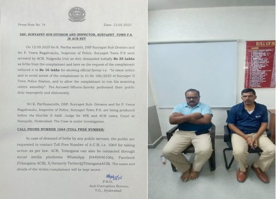 Anti-Corruption Bureau Raids Suryapet DSP Office: Shocking Bribery Scandal Uncovered In a stunning turn of events, the Anti-Corruption Bureau (ACB) in Telangana has exposed a bribery scandal involving senior police officials in Suryapet. The Deputy Superintendent of Police (DSP) and a Circle Inspector (CI) were caught red-handed after demanding a hefty sum in connection with a medical case. This article delves into the details of the ACB’s raid, the arrests, and the ongoing investigation, shedding light on corruption within law enforcement and its impact on public trust. With keywords strategically woven into the narrative, this comprehensive piece aims to inform readers while boosting search engine visibility for topics like "Suryapet DSP bribery case," "ACB Telangana raids," and "police corruption in India." ACB Telangana Exposes Bribery in Suryapet: A Deep Dive into the Scandal On May 12, 2025, the Anti-Corruption Bureau in Telangana launched a high-profile operation that sent shockwaves through Suryapet. The ACB raided the office of the Suryapet DSP, targeting two senior police officials accused of demanding a massive bribe. The operation, which unfolded in the Suryapet Sub-Division, revealed a disturbing misuse of power by those entrusted to uphold the law. This case not only highlights the persistence of corruption in India’s police force but also underscores the ACB’s role in rooting out such malpractices. The scandal came to light after a victim, unwilling to comply with the extortionate demands, lodged a complaint with the ACB. What followed was a meticulously planned sting operation that led to the arrest of the implicated officers and a thorough investigation into their activities. Let’s break down the events, the individuals involved, and the broader implications of this case. The Bribery Demand: How the Suryapet DSP and CI Crossed the Line The heart of this scandal lies in a medical-related case that the Suryapet police were handling. DSP Parthasarathi and Circle Inspector Veera Raghavulu, both stationed at Suryapet Town Police Station, allegedly demanded a staggering Rs 25 lakhs from an individual involved in the case. The officers reportedly promised to manipulate the investigation in the individual’s favor in exchange for the payment—a blatant abuse of their authority. However, after negotiations, the officers agreed to settle for Rs 16 lakhs, a sum they believed would secure their illicit deal while allowing the complainant to escape legal scrutiny in the medical case. This reduction, though significant, did little to mask the gravity of their actions. The complainant, unwilling to be a victim of this extortion, took a bold step by reporting the matter to the ACB Telangana unit in Nalgonda. The ACB’s investigation confirmed the allegations, revealing undeniable evidence of the officers’ corrupt practices. This discovery set the stage for a dramatic confrontation that would expose the depth of corruption within the Suryapet police force. The ACB Sting Operation: Catching the Corrupt Officers in the Act Acting on the complainant’s tip, the ACB devised a sting operation to catch the officers in the act of accepting the bribe. On the morning of May 12, 2025, ACB officials moved swiftly to apprehend DSP Parthasarathi and CI Veera Raghavulu at the Suryapet DSP office. The officers, unaware of the trap, accepted the Rs 16 lakh bribe, sealing their fate. The ACB team, led by seasoned investigators, ensured that the operation was executed with precision. They documented the transaction, gathering irrefutable evidence that the officers had indeed demanded and accepted the bribe. The arrests were made on the spot, sending a clear message that corruption, even at senior levels of law enforcement, would not be tolerated. Following their arrest, the ACB issued a press release (Press Note No. 74) detailing the operation. The statement emphasized the officers’ misconduct, noting that they had not only demanded the bribe but also attempted to manipulate the investigation in Cr. No. 166/2025 of Suryapet II Town Police Station. The ACB urged the officers to perform their duties with integrity, a reminder that fell on deaf ears in this instance. Raids on Officers’ Residences: What the ACB Uncovered The ACB didn’t stop at the arrests. Determined to uncover the full extent of the officers’ corrupt activities, the bureau conducted thorough searches at the residences of DSP Parthasarathi and CI Veera Raghavulu. These raids aimed to find additional evidence of bribery, such as unreported assets, cash, or documents that might indicate a pattern of corruption. While the press release did not specify the findings of these searches, such operations typically reveal hidden wealth, forged documents, or other incriminating materials. The ACB’s actions demonstrate their commitment to leaving no stone unturned in their fight against corruption. By targeting the officers’ homes, the bureau sent a strong signal that corrupt officials cannot hide behind their positions of power. The investigation into the officers’ financial dealings is ongoing, with the ACB likely to scrutinize bank accounts, property records, and other assets to determine if this bribery incident was an isolated act or part of a larger scheme. The outcome of these searches could lead to additional charges, further tarnishing the reputation of the Suryapet police force. Legal Consequences: DSP and CI Face the Court Following their arrest, DSP Parthasarathi and CI Veera Raghavulu were produced before the Hon’ble II Additional Judge for SPE and ACB Cases at the Court in Nampally, Hyderabad. The court proceedings mark the beginning of a legal battle that will determine the officers’ fate. Given the overwhelming evidence gathered by the ACB, including the recorded transaction and the complainant’s testimony, the case against the officers appears strong. The ACB’s press release also noted that the investigation is still underway, suggesting that more details may emerge as the case progresses. The court will likely examine the officers’ conduct in the medical case, the legitimacy of their actions, and any prior instances of misconduct. If convicted, the officers could face severe penalties, including imprisonment, fines, and the loss of their positions. This legal process serves as a reminder that no one is above the law, not even senior police officials. The ACB’s success in bringing this case to court highlights the importance of accountability in law enforcement and the role of anti-corruption agencies in upholding justice. Public Outcry and the Call for Accountability The Suryapet bribery scandal has sparked outrage among the public, with many expressing their frustration over the persistent issue of corruption in India’s police force. Social media platforms have been abuzz with discussions, as citizens demand stricter measures to prevent such abuses of power. The ACB has provided multiple channels for the public to report similar incidents, including a toll-free number (1064) and social media platforms like WhatsApp (94400446106), Facebook (Telangana ACB), and X (@TelanganaACB). The ACB has also assured the public that the identity and details of complainants will remain confidential, encouraging more victims of corruption to come forward. This commitment to protecting whistleblowers is a crucial step in fostering trust between the public and anti-corruption agencies. The scandal has also reignited debates about the need for systemic reforms in law enforcement. Many argue that low salaries, lack of oversight, and a culture of impunity contribute to the prevalence of bribery among police officers. Addressing these root causes will require a concerted effort from policymakers, law enforcement agencies, and the public to ensure that incidents like the Suryapet case become a thing of the past. The Role of the Anti-Corruption Bureau in Telangana The Anti-Corruption Bureau in Telangana has long been at the forefront of the fight against corruption. Established to investigate and prosecute cases of bribery and misuse of power, the ACB plays a vital role in maintaining transparency and accountability in governance. The Suryapet raid is just one of many operations conducted by the bureau, which has a track record of exposing corrupt officials across various sectors. In this case, the ACB’s swift action and meticulous planning were instrumental in bringing the guilty officers to justice. The bureau’s press release, signed by P.R.O. T.G. Hyderabad, reflects its commitment to keeping the public informed about its efforts. By publicizing such cases, the ACB not only deters potential wrongdoers but also reassures citizens that corruption will not go unpunished. The ACB’s toll-free number and social media presence further demonstrate its dedication to accessibility. By providing multiple avenues for reporting corruption, the bureau empowers citizens to take an active role in the fight against malpractices. This collaborative approach is essential for creating a corruption-free society where public servants uphold the law rather than exploit it. The Broader Impact: How Police Corruption Affects Society Police corruption, as seen in the Suryapet DSP bribery case, has far-reaching consequences for society. When law enforcement officials engage in bribery, they undermine public trust in the justice system, leaving citizens feeling vulnerable and betrayed. This erosion of trust can lead to a reluctance to report crimes, cooperate with investigations, or seek police assistance, ultimately compromising public safety. Moreover, corruption within the police force perpetuates a cycle of impunity, where officers feel emboldened to abuse their power without fear of repercussions. This culture of corruption can also deter honest officers from performing their duties effectively, as they may face pressure to conform to unethical practices. The Suryapet case also highlights the vulnerability of individuals involved in legal disputes, such as the medical case at the center of this scandal. When police officers exploit their authority to extort money, they disproportionately harm those who are already in a precarious position, further exacerbating social inequalities. Addressing police corruption requires a multi-faceted approach, including stricter oversight, better training, and harsher penalties for offenders. Public awareness campaigns can also play a role in educating citizens about their rights and the mechanisms available to report corruption, such as the ACB’s toll-free number. Steps to Combat Police Corruption in India The Suryapet DSP bribery case underscores the urgent need for reforms to combat police corruption in India. While the ACB’s efforts are commendable, systemic changes are necessary to address the root causes of such malpractices. Here are some steps that can help curb corruption within law enforcement: Strengthen Oversight Mechanisms: Independent bodies like the ACB should be empowered to conduct regular audits and investigations into police activities. This oversight can help identify and address corrupt practices before they escalate. Improve Salaries and Working Conditions: Low salaries and poor working conditions often drive police officers to engage in bribery. By providing competitive pay and better resources, the government can reduce the incentive for corruption. Enhance Training Programs: Police training should emphasize ethics, integrity, and the consequences of corruption. Regular workshops and refresher courses can reinforce these values throughout an officer’s career. Encourage Whistleblowing: Protecting whistleblowers and providing anonymous reporting channels can encourage more victims of corruption to come forward. The ACB’s assurance of confidentiality in the Suryapet case is a step in the right direction. Implement Harsher Penalties: Stronger legal consequences for corrupt officers can serve as a deterrent. Publicizing convictions and punishments can also send a message that corruption will not be tolerated. Promote Transparency: Police departments should adopt transparent practices, such as making case details and investigation outcomes publicly available (where appropriate). This transparency can build public trust and reduce opportunities for corruption. By implementing these measures, India can take significant strides toward eliminating police corruption and restoring faith in law enforcement. Conclusion: A Call to Action Against Corruption The Suryapet DSP bribery scandal is a stark reminder of the challenges India faces in its fight against corruption. The actions of DSP Parthasarathi and CI Veera Raghavulu not only betrayed the public’s trust but also highlighted the systemic issues that enable such behavior to persist. However, the Anti-Corruption Bureau’s swift response and ongoing investigation offer hope that justice will be served. For citizens, this case serves as a call to action. By reporting instances of corruption through the ACB’s toll-free number (1064) or social media platforms, individuals can play a crucial role in holding public servants accountable. The ACB’s commitment to protecting complainants’ identities ensures that victims can come forward without fear of retaliation. As the investigation into the Suryapet case continues, it is imperative that authorities take steps to prevent similar incidents in the future. By addressing the root causes of corruption and fostering a culture of integrity within law enforcement, India can build a justice system that truly serves its people. This article, with its in-depth analysis and strategic use of keywords like "Suryapet DSP bribery case," "ACB Telangana raids," and "police corruption in India," aims to provide readers with a comprehensive understanding of the scandal while enhancing its visibility on search engines. Together, we can work toward a corruption-free future where justice prevails.