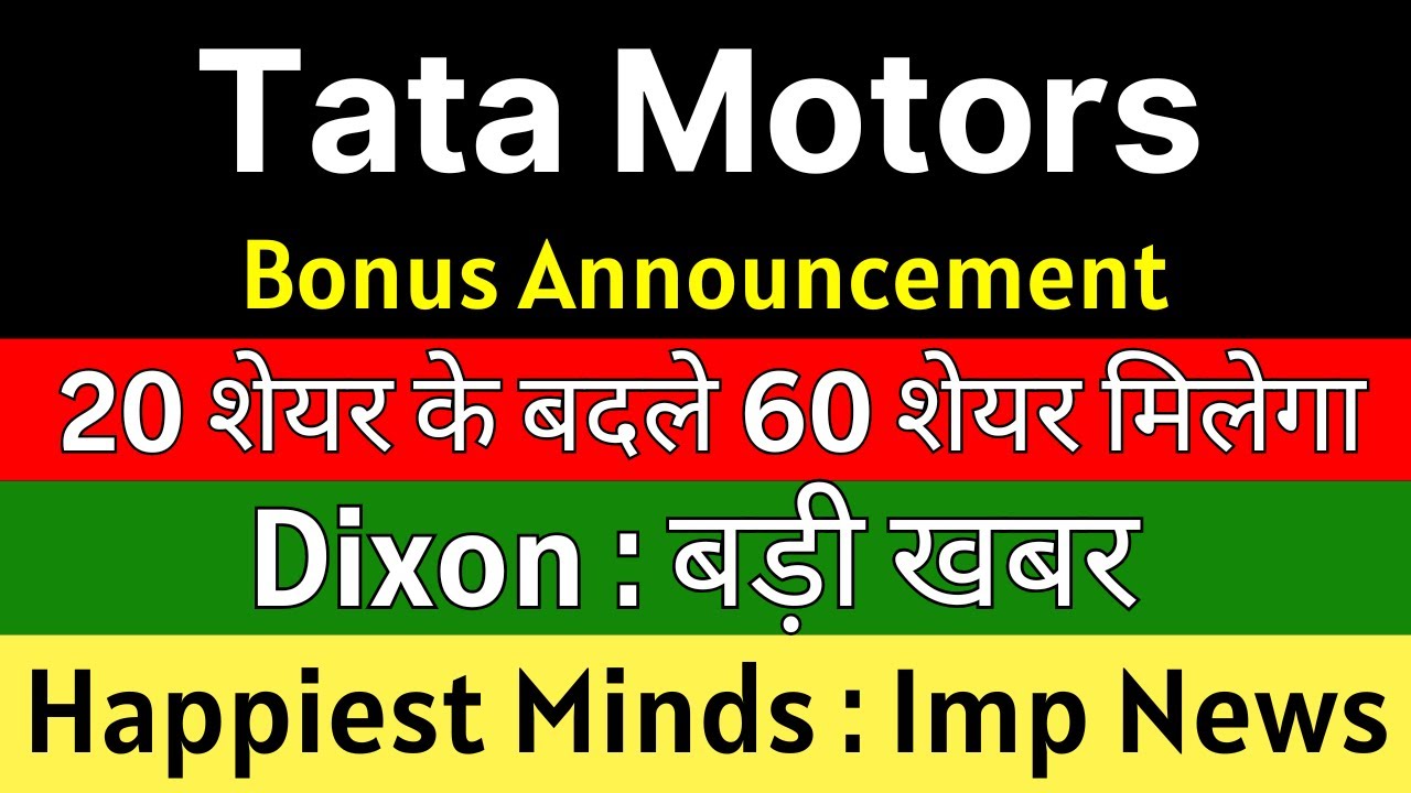 TATA Motors Share Bonus, Insights on Dixon Technologies and Happiest Minds