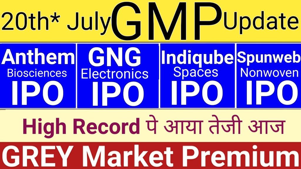 The stock market thrives on opportunities, and Initial Public Offerings (IPOs) remain a golden gateway for investors seeking high returns. In July 2025, the Indian stock market is buzzing with anticipation as several IPOs, including Anthem Biosciences, GNG Electronics, Indiqube Spaces, and Spunweb, prepare to list. The Grey Market Premium (GMP) serves as a critical indicator of investor sentiment and potential listing gains. This comprehensive guide dives deep into the latest GMP trends, subscription rates, and strategic insights for these IPOs, empowering you to make informed investment decisions. With a focus on delivering actionable information, this article explores every facet of these IPOs, ensuring you stay ahead in the dynamic world of stock market investments. What Is Grey Market Premium (GMP) and Why It Matters The Grey Market Premium (GMP) reflects the price at which IPO shares trade in the unofficial grey market before their official listing on stock exchanges like the BSE or NSE. Unlike the regulated stock market, the grey market operates informally, allowing investors to buy and sell IPO shares before listing. GMP acts as a barometer of market sentiment, offering insights into expected listing prices and potential gains. Understanding GMP is crucial because it helps investors gauge demand for an IPO. A high GMP signals strong investor interest, often translating to robust listing gains, while a low or negative GMP may indicate weaker demand. By analyzing GMP trends, investors can strategize their applications, optimize allotment chances, and maximize returns. Spunweb IPO: A Promising SME with Strong GMP Overview of Spunweb IPO Spunweb IPO opened for subscription from July 14 to July 16, 2025, with its listing scheduled for July 21, 2025, on the NSE SME platform. Priced at ₹96 per share, the IPO attracted significant attention, with a minimum application size of 2,400 equity shares, requiring an investment of approximately ₹23,400. Subscription and Market Response The Spunweb IPO witnessed an overwhelming response, with subscription rates soaring across categories: Qualified Institutional Buyers (QIB): Over 165 times High Net-Worth Individuals (HNI): Approximately 364 times Retail Individual Investors (RII): Around 251 times Overall Subscription: 251 times This robust demand underscores the market’s confidence in Spunweb’s growth potential, particularly within the SME segment. Grey Market Premium Insights As of July 20, 2025, Spunweb’s GMP stands at ₹43, suggesting a listing price of approximately ₹139 (₹96 issue price + ₹43 GMP). This translates to a potential listing gain of about 45%, or ₹5,160 per lot. Investors holding two lots could see gains exceeding ₹10,000, assuming the positive momentum continues. Strategic Takeaways The stellar subscription rates and strong GMP indicate Spunweb IPO’s potential for significant listing gains. Investors who secured allotments should monitor market trends closely as the listing date approaches. The SME segment’s growing popularity suggests more such opportunities may emerge, making Spunweb a benchmark for future IPOs. Anthem Biosciences IPO: A Biotech Powerhouse Anthem Biosciences IPO at a Glance Anthem Biosciences IPO, set to list on July 21, 2025, has captured investor attention with its innovative biotech offerings. Priced at ₹570 per share, the IPO requires a minimum application of 26 equity shares, equating to an investment of ₹14,820. Subscription Performance The IPO recorded unprecedented subscription levels: QIB Category: Record-breaking oversubscription HNI Category: Exceptionally high demand Retail Category: Significant participation Overall Subscription: Among the highest in recent IPOs This enthusiastic response highlights Anthem Biosciences’ strong market positioning and investor trust in its growth trajectory. GMP and Listing Expectations The GMP for Anthem Biosciences stands at an impressive ₹163, indicating a listing price of approximately ₹733 (₹570 + ₹163). This suggests a potential listing gain of 28%, or roughly ₹4,200 per lot. The consistent rise in GMP, from ₹155 to ₹163, reflects growing optimism and potential for sustained post-listing momentum. Why Anthem Biosciences Shines The biotech sector’s increasing relevance, coupled with Anthem’s innovative pipeline, positions it as a top contender. Investors should capitalize on the positive GMP and subscription trends, as a strong listing could set the stage for long-term gains. Keeping an eye on post-listing performance will be key to maximizing returns. Indiqube Spaces IPO: A Game-Changer in Co-Working Indiqube Spaces IPO Details Indiqube Spaces IPO, open for subscription from July 23 to July 25, 2025, targets the booming co-working industry. With a face value of ₹1 and an upper price band of ₹237, the IPO requires a minimum application of 63 equity shares, translating to an investment of ₹14,931. The total issue size is ₹700 crore, with 10% allocated to retail investors. Subscription Outlook Given the sizable issue, retail investors may face higher competition for allotments. However, the co-working sector’s growth, driven by hybrid work trends, positions Indiqube as a high-potential investment. The IPO will list on both BSE and NSE, enhancing its visibility. GMP and Listing Potential The current GMP for Indiqube Spaces is ₹40, pointing to a listing price of ₹277 (₹237 + ₹40). This suggests a listing gain of 17%, or approximately ₹2,520 per lot. Employees eligible for the ₹22 discount (₹215 cut-off price) could see even higher returns. Key Dates and Strategy Allotment Date: July 28, 2025 Refund and Share Credit Date: July 29, 2025 Listing Date: July 30, 2025 To maximize allotment chances, retail investors should apply through multiple demat accounts, as the 10% retail allocation may limit individual allotments. The positive GMP and sector tailwinds make Indiqube a compelling opportunity. GNG Electronics IPO: Riding the Electronics Wave GNG Electronics IPO Snapshot GNG Electronics IPO, open from July 23 to July 25, 2025, operates in the fast-growing electronics sector. Priced at ₹237 per share, the IPO requires a minimum application of 63 equity shares, equating to ₹14,931. The issue size of ₹460 crore, with 35% reserved for retail investors, promises strong participation. Subscription Expectations The smaller issue size compared to Indiqube Spaces enhances allotment prospects for retail investors. The electronics sector’s growth, fueled by domestic manufacturing initiatives, positions GNG Electronics for robust demand. Early indications suggest high subscription rates across categories. GMP and Listing Gains The GMP for GNG Electronics is ₹71, indicating a listing price of ₹308 (₹237 + ₹71). This translates to a potential listing gain of 30%, or approximately ₹4,473 per lot. The strong GMP reflects market confidence in the company’s growth prospects. Important Dates Allotment Date: July 28, 2025 Refund and Share Credit Date: July 29, 2025 Listing Date: July 30, 2025 Investment Strategy Retail investors should leverage multiple demat accounts to boost allotment chances, given the high expected subscription. The electronics sector’s momentum and favorable GMP make GNG Electronics a must-watch IPO. How to Maximize IPO Investment Returns Understanding Subscription Dynamics High subscription rates, as seen in Spunweb and Anthem Biosciences, often correlate with strong listing gains. However, oversubscription can reduce allotment chances for retail investors. Applying through multiple demat accounts, as recommended for Indiqube and GNG Electronics, can mitigate this risk. Leveraging GMP for Decision-Making GMP provides a snapshot of market sentiment but isn’t foolproof. Investors should combine GMP analysis with company fundamentals, sector trends, and subscription data. For instance, Anthem Biosciences’ high GMP aligns with its strong biotech credentials, while Indiqube’s moderate GMP reflects its larger issue size. Timing and Application Strategy Applying early in the subscription window can improve allotment chances, especially for oversubscribed IPOs. Additionally, investors should monitor GMP updates daily, as fluctuations can signal shifts in market sentiment. Joining platforms like Telegram groups or following credible stock market channels can provide real-time insights. The Bigger Picture: SME vs. Mainboard IPOs SME IPOs: High Risk, High Reward Spunweb’s success highlights the potential of SME IPOs, which often deliver outsized listing gains due to lower issue sizes and high demand. However, their volatility requires careful risk assessment. Investors should diversify across SME and mainboard IPOs to balance risk and reward. Mainboard IPOs: Stability and Scale Indiqube Spaces and GNG Electronics, as mainboard IPOs, offer greater stability due to their larger issue sizes and broader market appeal. These IPOs attract institutional investors, enhancing post-listing liquidity. However, their larger retail allocations can dilute individual allotments, necessitating strategic applications. Sectoral Trends Driving IPO Success Biotech Boom: Anthem Biosciences The biotech sector’s growth, driven by innovation and healthcare advancements, positions Anthem Biosciences for long-term success. Its high GMP and subscription rates reflect investor confidence in the sector’s resilience and growth potential. Co-Working Surge: Indiqube Spaces The shift to hybrid work models has fueled demand for co-working spaces, making Indiqube a timely investment. Its IPO’s success will hinge on its ability to capture market share in this competitive yet expanding sector. Electronics Growth: GNG Electronics India’s push for domestic electronics manufacturing aligns with GNG Electronics’ growth strategy. The sector’s favorable policies and rising consumer demand bode well for the IPO’s performance. Risks and Considerations for IPO Investors Market Volatility IPO performance can be influenced by broader market conditions. Investors should monitor macroeconomic trends, such as interest rate changes or geopolitical events, which could impact listing gains. Allotment Challenges High subscription rates, while indicative of demand, can reduce allotment chances. Strategic applications through multiple accounts and early submissions can improve outcomes. Post-Listing Performance While GMP predicts listing gains, post-listing performance depends on company fundamentals and market conditions. Investors should evaluate long-term potential before holding shares beyond the listing day.