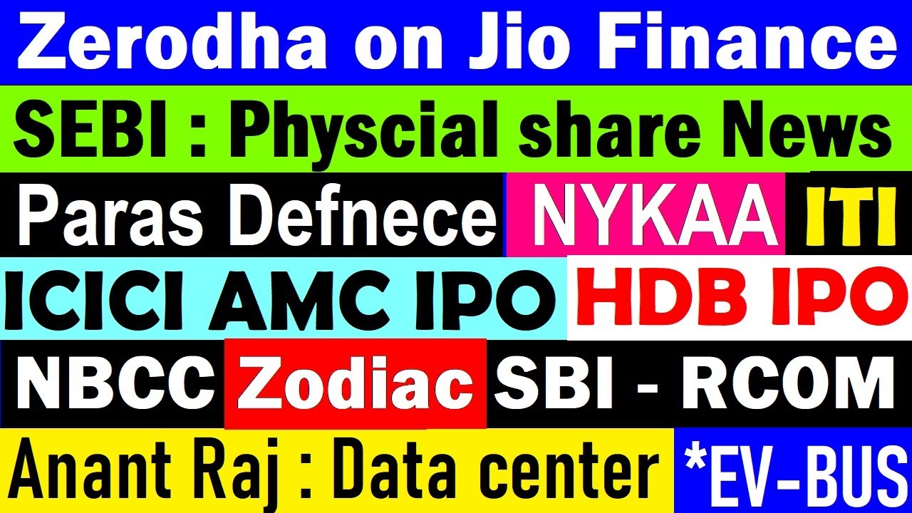 Zerodha, Jio Finance, Anant Raj Data Centers, ICICI AMC IPO Stock Market Updates