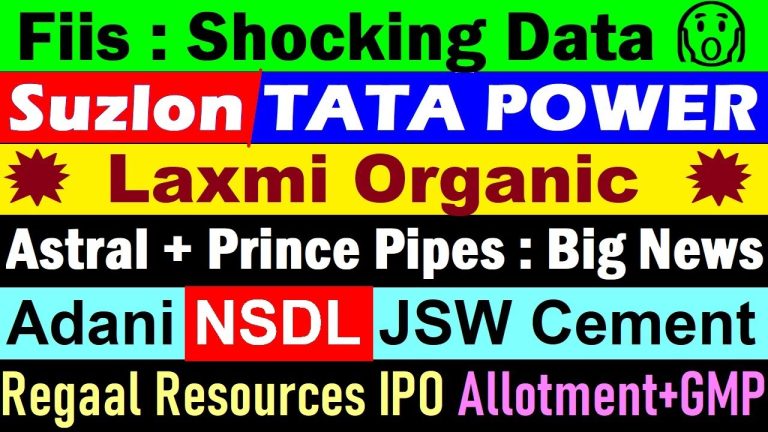 Stock Market Insights Today: FII Data, Laxmi Organic Surge, Suzlon’s Struggles, IPO Updates, and Sector Trends in India Introduction: A Bullish Day in the Indian Stock Market The Indian stock market witnessed strong upward momentum today, with several sectors recording impressive gains. While the rally was broad-based, not every stock performed uniformly. Some companies stood out due to specific news triggers, regulatory updates, and investor sentiment. From Laxmi Organic’s 20% upper circuit to Suzlon’s ongoing decline, and from Prince Pipes’ double-digit rally to the Regal Resources IPO allotment update, today’s market carried valuable lessons for retail investors and traders alike. In this detailed analysis, we’ll break down sector-specific performance, institutional investor data (FII & DII activity), and what it means for the near-term market outlook. Indian Stock Market Rally: What’s Driving the Momentum? The day began with optimism as global cues remained positive and domestic liquidity stayed strong. Broader indices reflected bullishness, but beyond index moves, certain sector-specific news drove outsized returns in individual stocks. Key Drivers of Today’s Rally: Sectoral Triggers: Anti-dumping duty speculation boosted plastic pipe manufacturers. Capex Announcements: Laxmi Organic gained sharply on a massive expansion plan. Policy Signals: Tata Power drew attention after PM Modi’s remarks on nuclear energy. IPO Buzz: Regal Resources IPO allotment and GMP attracted retail focus. Institutional Data: DIIs continued aggressive buying, offsetting FII hesitation. Investors were reminded that while markets move in cycles, specific triggers often unlock sudden momentum in individual stocks. Plastic Pipe Industry Surge: Prince Pipes, Astral, and Supreme Industries One of the most striking moves came from the plastic pipe segment, where Prince Pipes jumped 13–14%, followed by gains in Astral and Supreme Industries. Why Did These Stocks Rally? Reports suggested that the government might impose anti-dumping duties on imported plastic pipes. This means foreign-manufactured pipes could become more expensive, directly benefiting domestic companies. Investor Takeaway: Domestic leaders like Prince Pipes, Astral, and Supreme Industries could see sustained demand growth. Anti-dumping duties protect margins and market share for Indian players. Medium-term outlook for the sector remains structurally bullish. JSW Cement: Stable Gains Backed by Infrastructure Demand JSW Cement, a recent market entrant, recorded a 2–3% gain today. While not as sharp as other movers, the stock remains on investor radars. Why JSW Cement Stands Out: Belongs to the JSW Group, a diversified conglomerate with strong financial backing. Significant in-house demand from JSW’s own infrastructure and steel businesses. Expansion aligned with India’s long-term infrastructure growth. JSW Cement may not deliver flashy returns overnight, but its strategic positioning ensures steady compounding potential. Adani Group: Assam Land Allocation Controversy No market day feels complete without news involving the Adani Group. Recently, reports surfaced claiming that the Assam government had allotted land for Adani’s cement plant. However, Adani Group strongly denied these claims, calling the information misleading. Market Reaction: The denial limited sharp price volatility, but investor caution persists. Adani stocks often face headline-driven swings, requiring risk management. Key Lesson for Investors: Adani Group remains a high-beta play—offering opportunities but carrying significant headline risk. Laxmi Organic: 20% Upper Circuit on ₹1000 Crore Capex The day’s biggest highlight was Laxmi Organic Industries, which hit a 20% upper circuit after announcing a ₹1000 crore capital expenditure (Capex) plan. Why This Matters: Capex = Expansion: The company will significantly increase production capacity. Revenue Boost: Higher capacity directly translates to higher sales potential. Profitability Growth: With economies of scale, profit margins may expand. Investor Confidence: Large Capex signals management’s long-term growth vision. Market’s Response: Investors welcomed the bold move, sending the stock locked in the upper circuit. Small-cap chemical companies are highly volatile, but such transformative announcements create multi-year growth potential. Tata Power: Nuclear Energy Opportunity Ahead During his speech, Prime Minister Narendra Modi hinted at opening the nuclear power sector to private players. Naturally, this triggered curiosity about Tata Power, one of India’s largest energy companies. Current Situation: Tata Power’s CEO previously mentioned potential interest if the sector opened up. While today’s market reaction was muted, long-term implications are massive. Why Investors Should Watch: Nuclear power could be a future growth engine for private energy players. Tata Power may gain early-mover advantage when policy clarity emerges. NSDL: Stabilizing After Post-Listing Volatility The National Securities Depository Limited (NSDL) had a dramatic debut—initial gains followed by steep corrections. Today, NSDL stock rebounded with a 2% gain, signaling stabilization. Key Points for Investors: IPO stocks often face heavy volatility in the first few weeks. Long-term performance depends on business fundamentals, not listing hype. NSDL remains a crucial market infrastructure company, giving it a strong business moat. Suzlon Energy: Decline Continues After CFO Exit Unlike today’s rallying stocks, Suzlon Energy extended its decline, losing over 2% despite a positive market. Reasons for Weakness: CFO’s resignation triggered governance concerns. Market sentiment weakened after earnings disappointment. High retail participation amplifies volatility. Investor Concerns: Long-term investors face portfolio pain, especially with Suzlon forming a large allocation. Continuous selling pressure suggests confidence erosion. FII and DII Data: The Real Market Movers No market analysis is complete without understanding institutional investor flows. Today’s Data: FIIs: Net buying of only ₹400 crores—a very small figure in a bullish market. DIIs: Aggressive buying of ₹4200+ crores, supporting the market rally. Interpretation: FIIs remain cautious, still inclined toward selling at corrections. DIIs (mutual funds, insurance companies) continue to absorb FII selling pressure. Retail investors should follow long-term institutional positioning, not daily swings. Regal Resources IPO: Allotment and GMP Updates The Regal Resources IPO allotment was expected today, with results visible on MUFG’s platform. Grey Market Premium (GMP): GMP rose back above ₹25, reflecting improved sentiment. Earlier volatility in GMP reflected shifting investor mood. Investor Tip: IPOs should be evaluated on fundamentals, not just GMP. Short-term listing gains are uncertain, but strong businesses deliver long-term wealth. Lessons for Investors: Balancing Fundamentals with Market Trends Today’s session reinforces a timeless lesson: chasing short-term price movements is risky. Key Takeaways: Focus on business quality, not just stock prices. Big returns (multi-baggers) take years, not days. Volatility offers opportunities—but only if investors study fundamentals. The Indian market remains in a bullish phase, but careful stock selection will determine success. FAQs 1. Why did Laxmi Organic hit a 20% upper circuit? Because it announced a ₹1000 crore Capex plan, expanding production capacity and boosting growth potential. 2. Is Prince Pipes a good investment now? With anti-dumping duties potentially protecting domestic players, demand and margins look favorable in the medium term. 3. Why is Suzlon Energy falling despite a strong market? The CFO’s resignation and weak earnings triggered negative sentiment, extending the stock’s decline. 4. What does FII vs DII data reveal? FIIs remain cautious, while DIIs continue aggressive buying, keeping the market resilient. 5. How to check Regal Resources IPO allotment status? Investors can check on the MUFG website or the official registrar’s platform. Conclusion The Indian stock market’s rally today highlighted the power of sector-specific triggers. Laxmi Organic showed how Capex can ignite investor excitement. Prince Pipes and Astral benefitted from protectionist duty news. Suzlon Energy reminded investors of governance risks. Tata Power may emerge as a nuclear energy contender in the future. IPO buzz keeps retail participation high, but fundamentals matter most. As FIIs hesitate and DIIs step up, the Indian market continues its structural growth story. For retail investors, patience, business analysis, and strategic entry remain the golden rules for wealth creation.