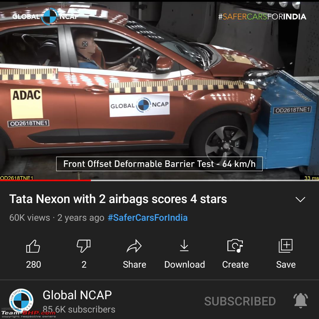 Tata Nexon undergoing Global NCAP front offset crash test scoring 4 stars with 2 airbags